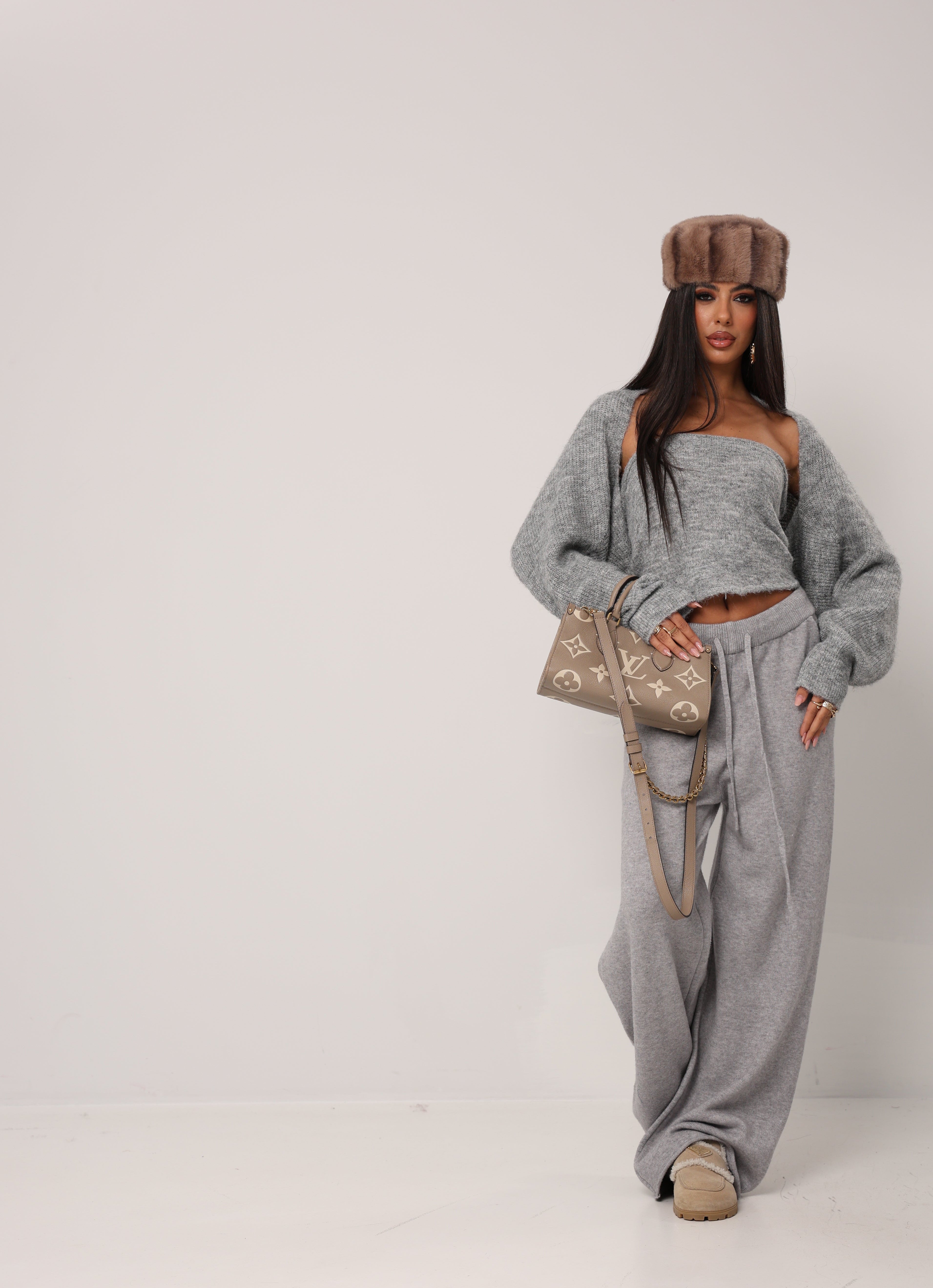 PANTALONI LANA RASATA ANIKA GRIGI