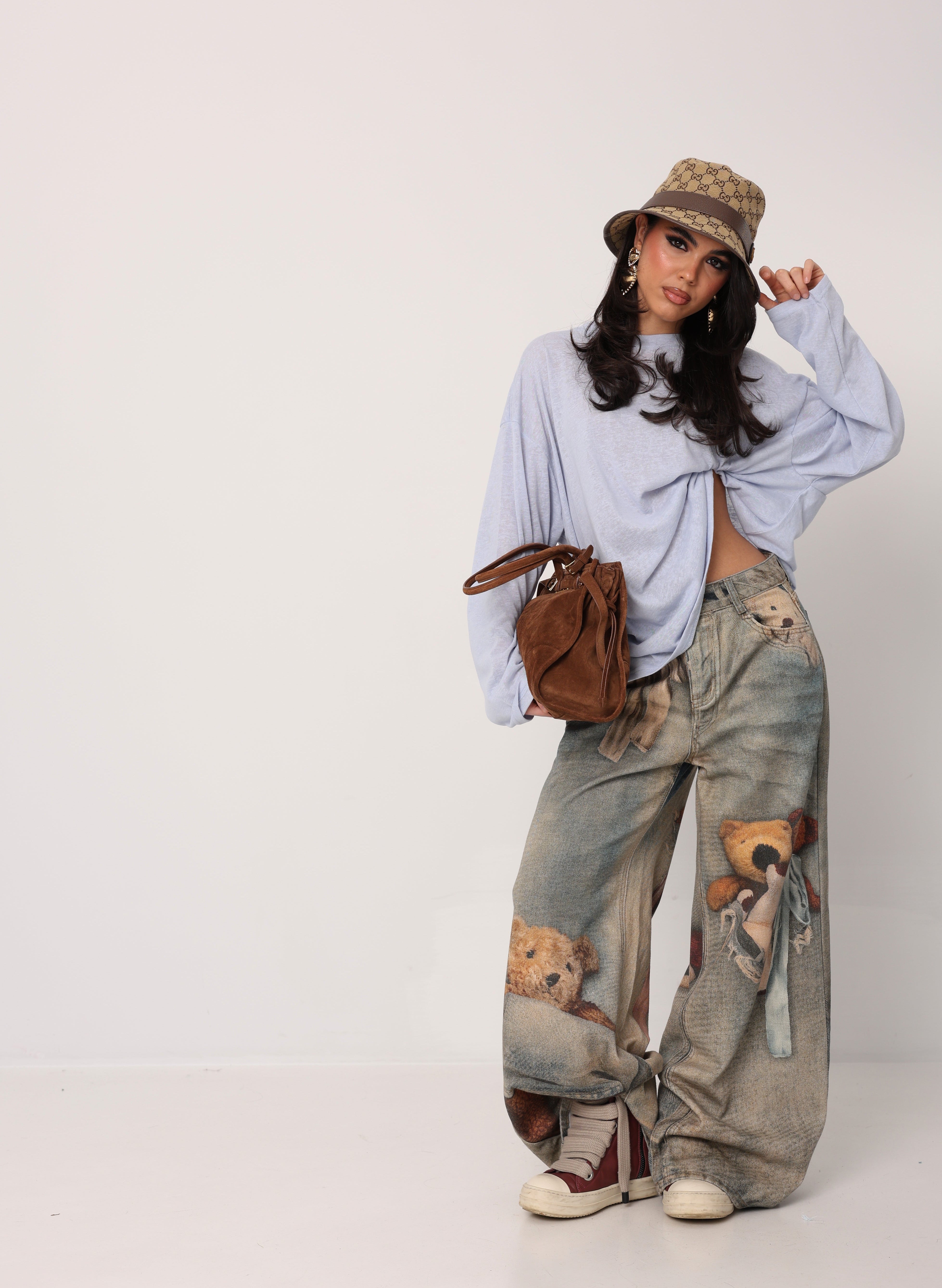 MAGLIA MANICHE LUNGHE NATALIE AZZURRA