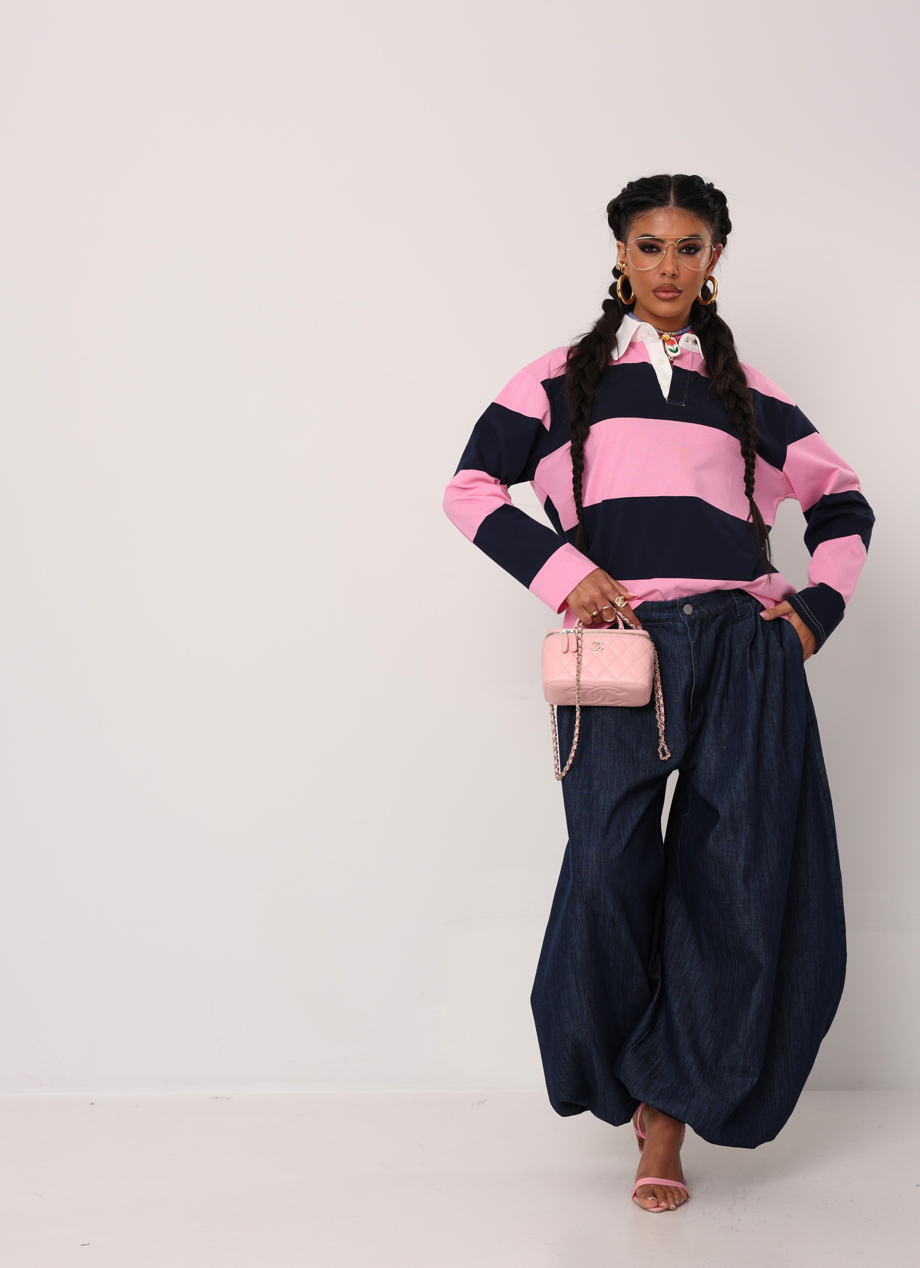 POLO RIGHE WHITNEY ROSA/BLU