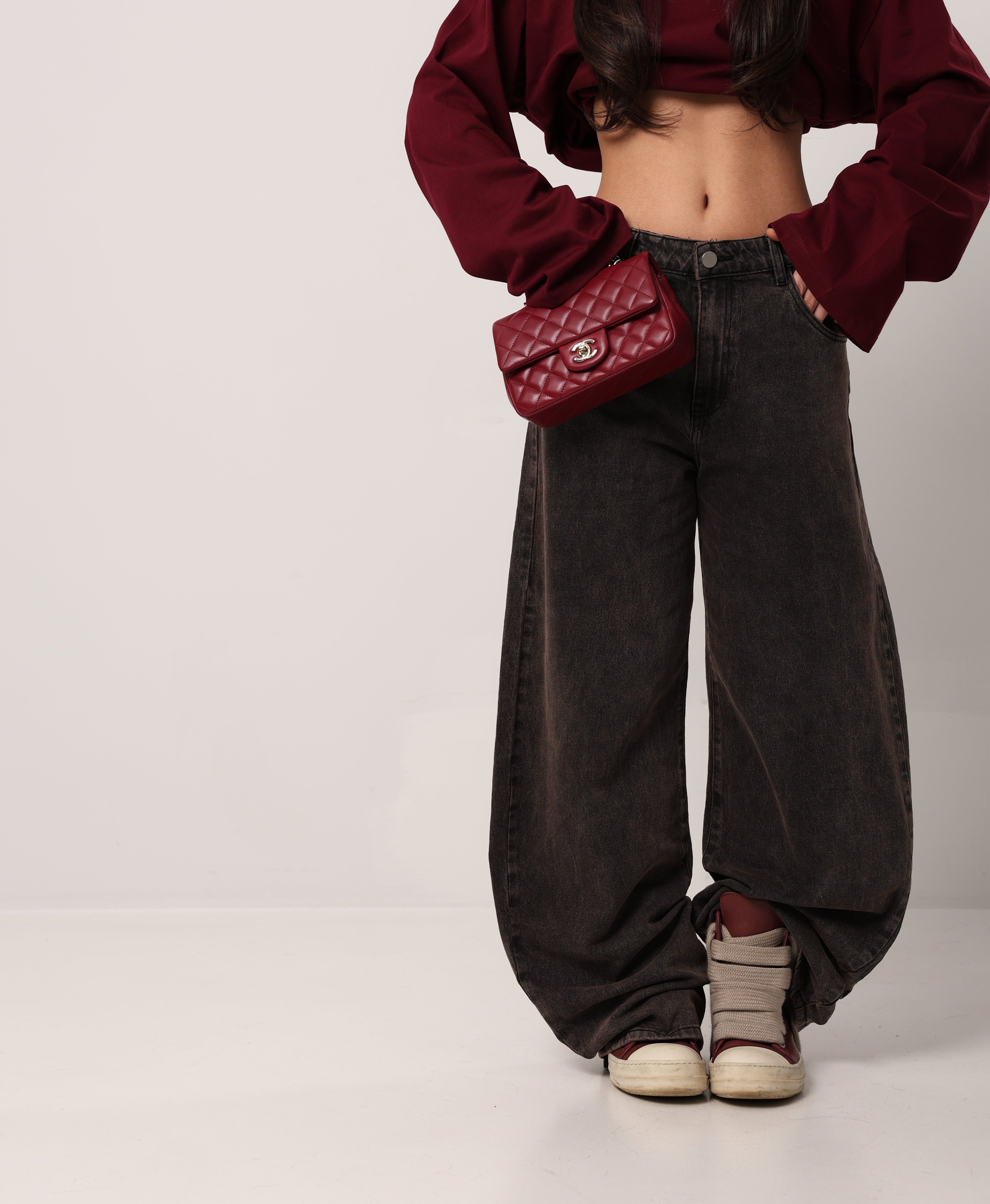 JEANS BALLOON TWIX MARRONE BY LUMINA