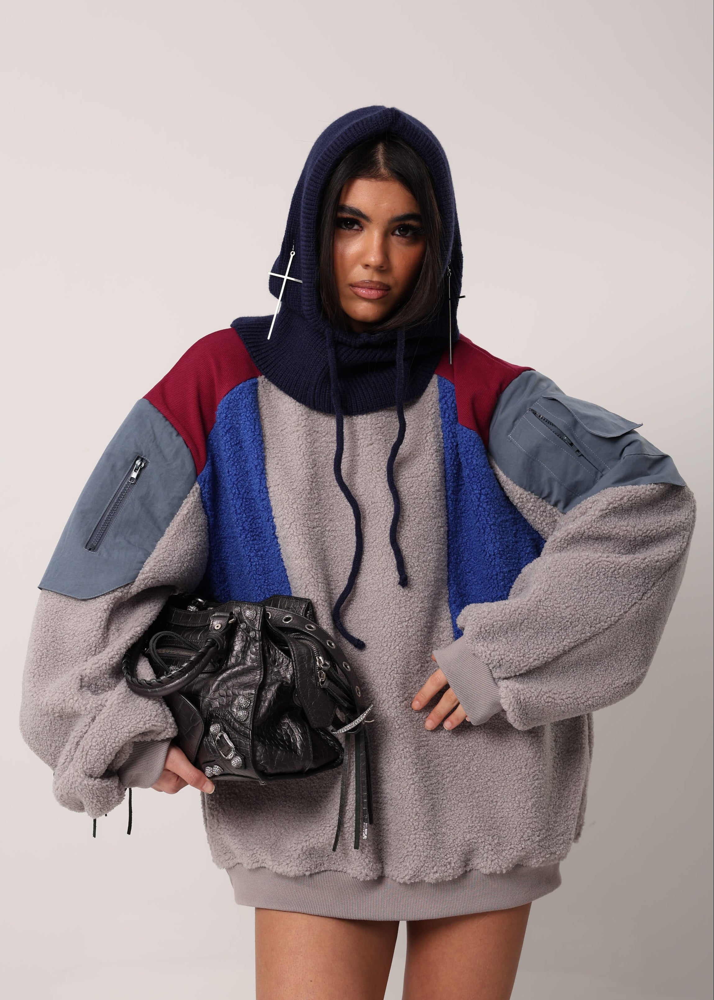 FELPA TEDDY FIERCE GRIGIA/BLU