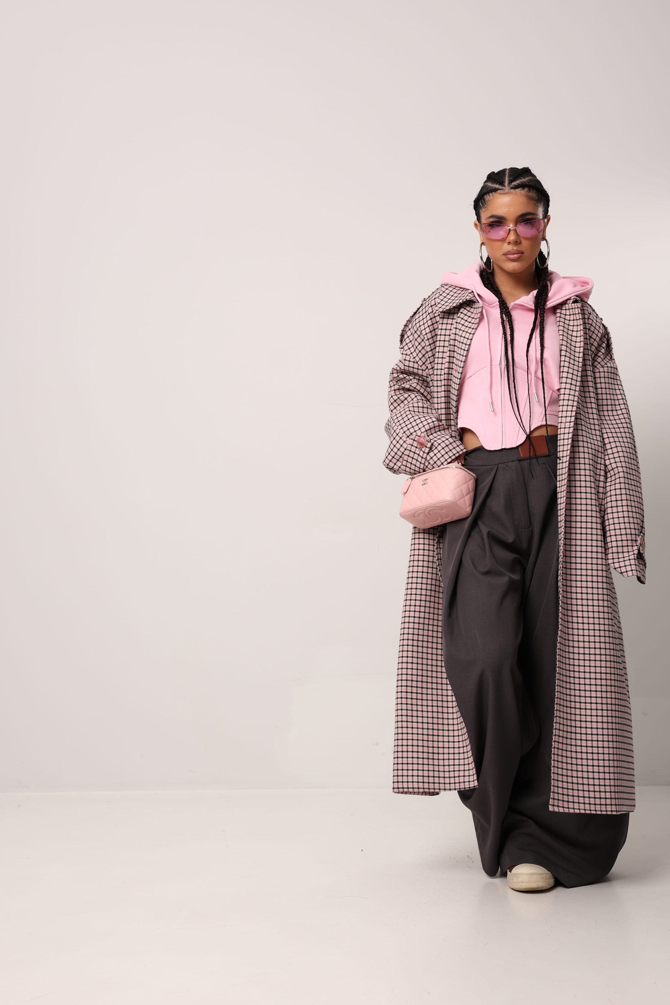 TRENCH QUADRETTI CYNTHIA ROSA + CINTURA BY LUMINA