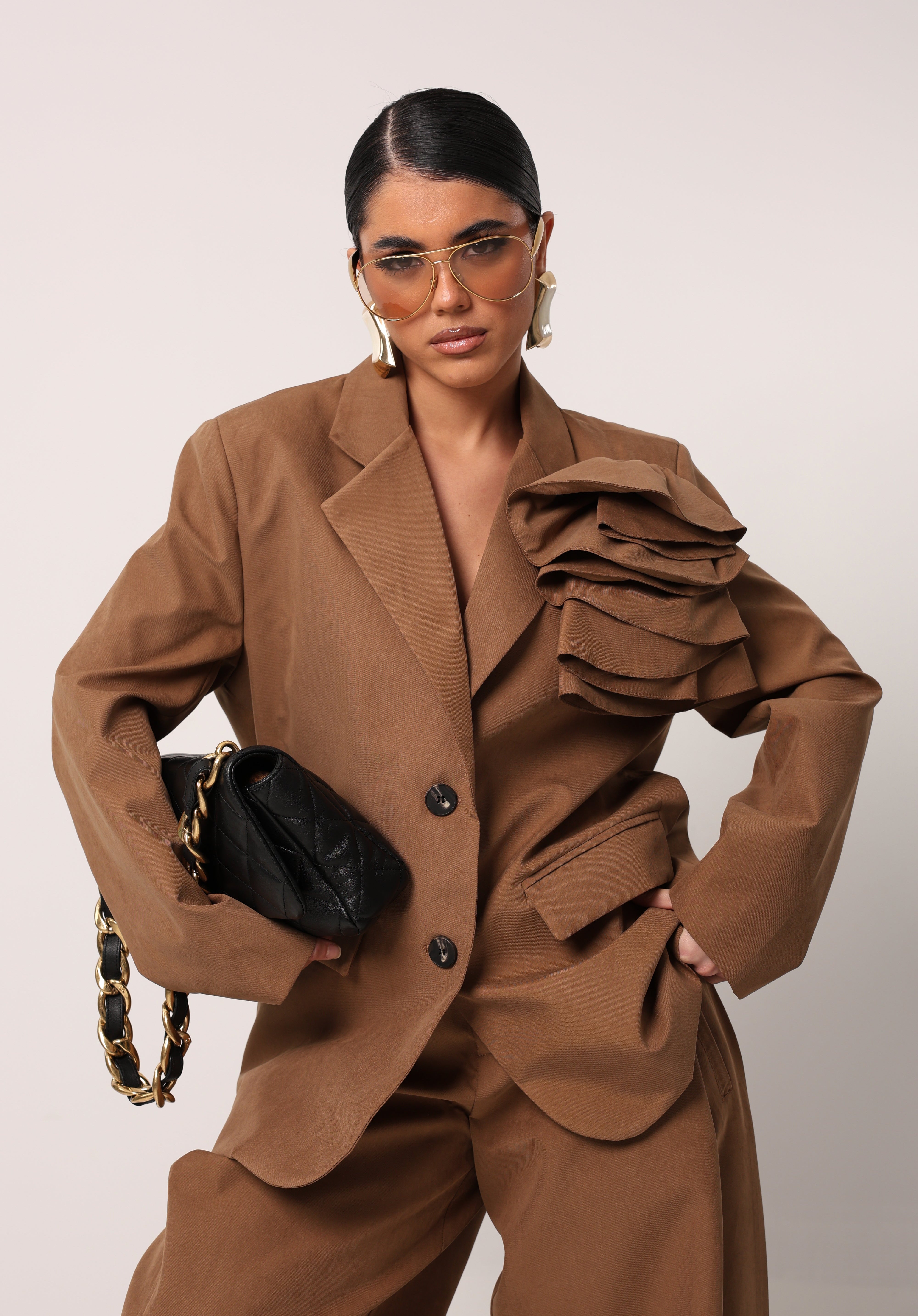 BLAZER ROUCHES BESSIE CAMEL BY LUMINA