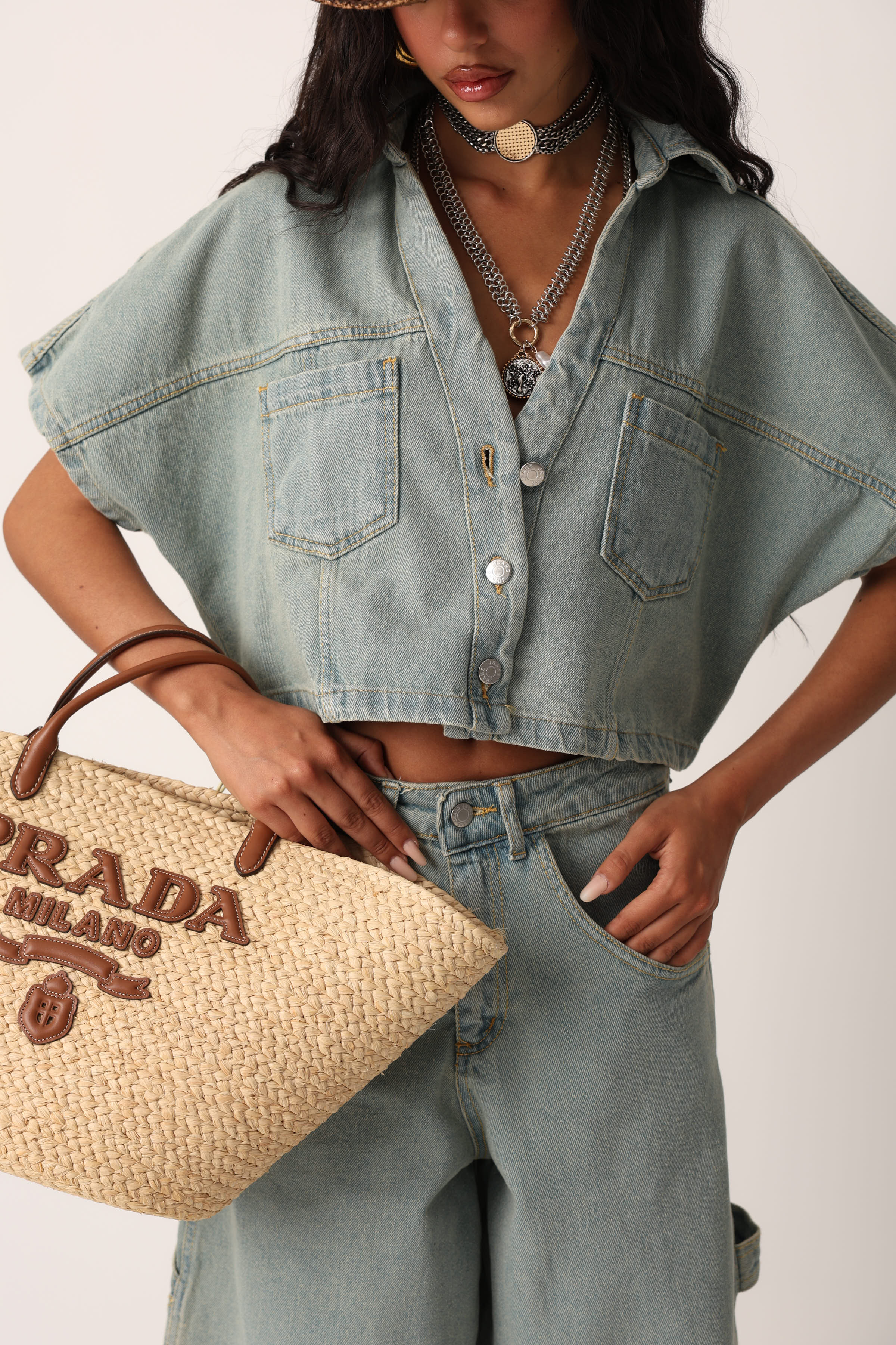 GIACCHINO CROP JEANNE SLAVATO DENIM CHIARO