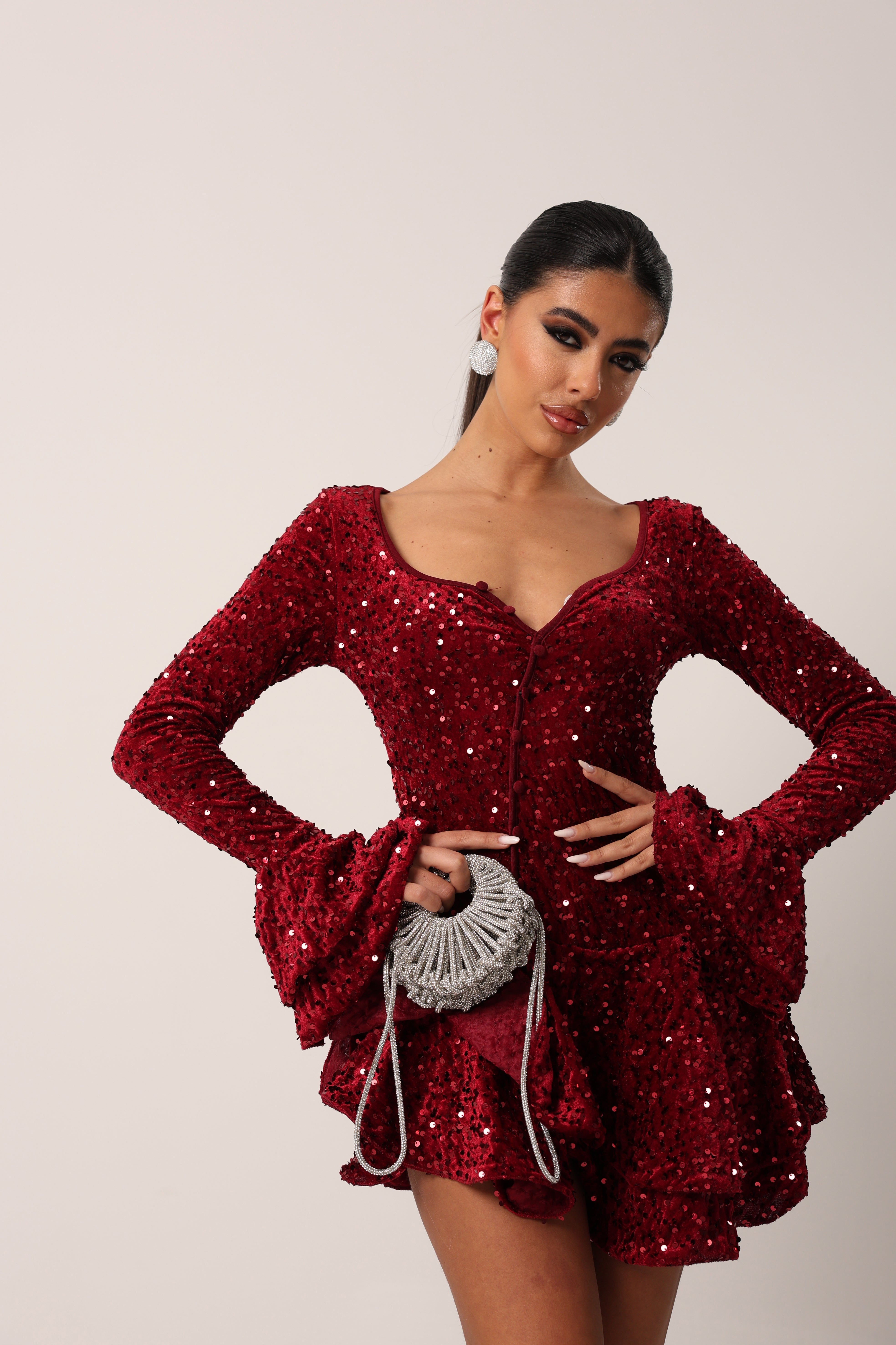 VESTITO VELLUTO SANTA BORDEAUX