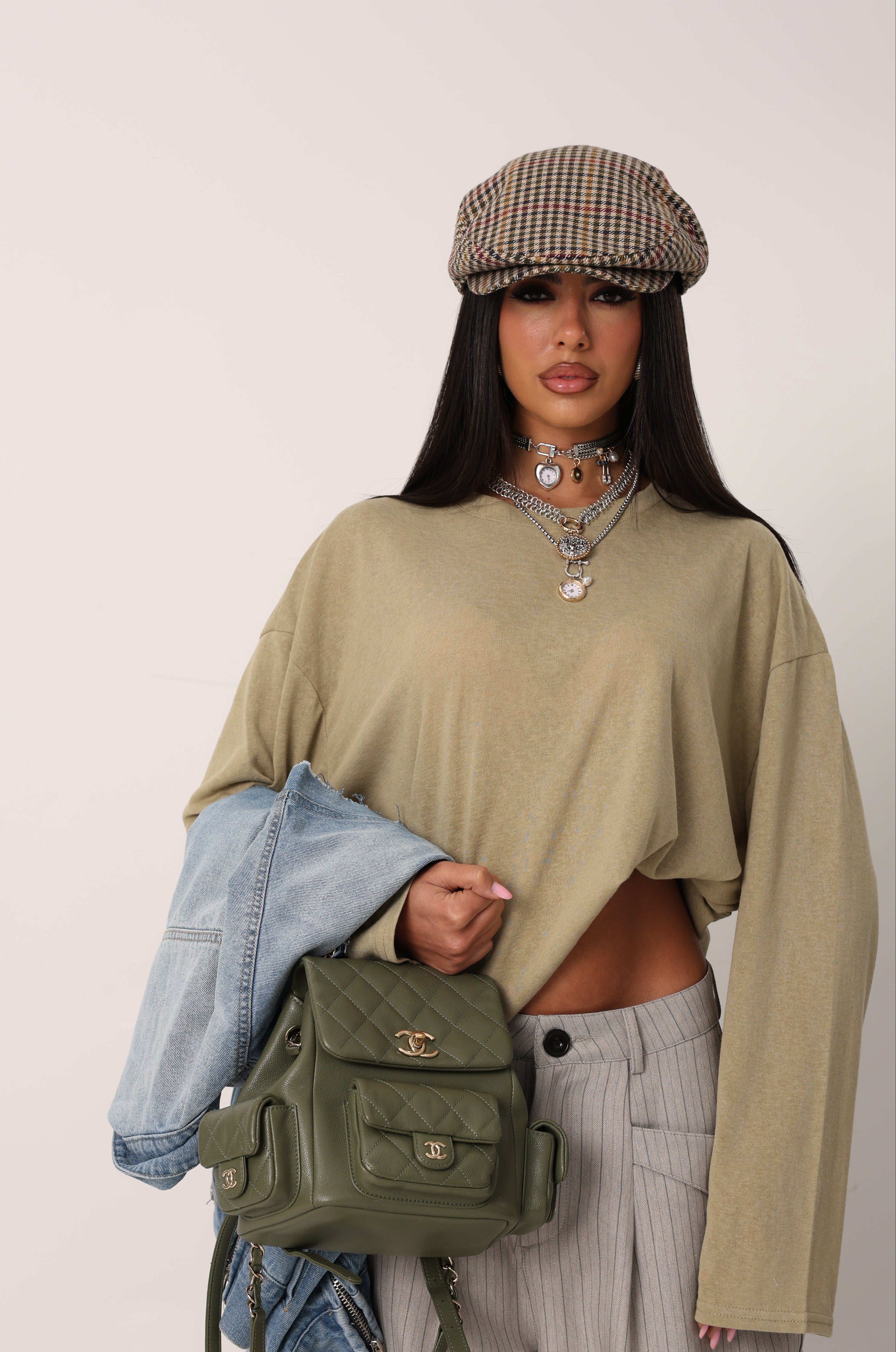 MAGLIA MANICHE LUNGHE NATALIE KHAKI