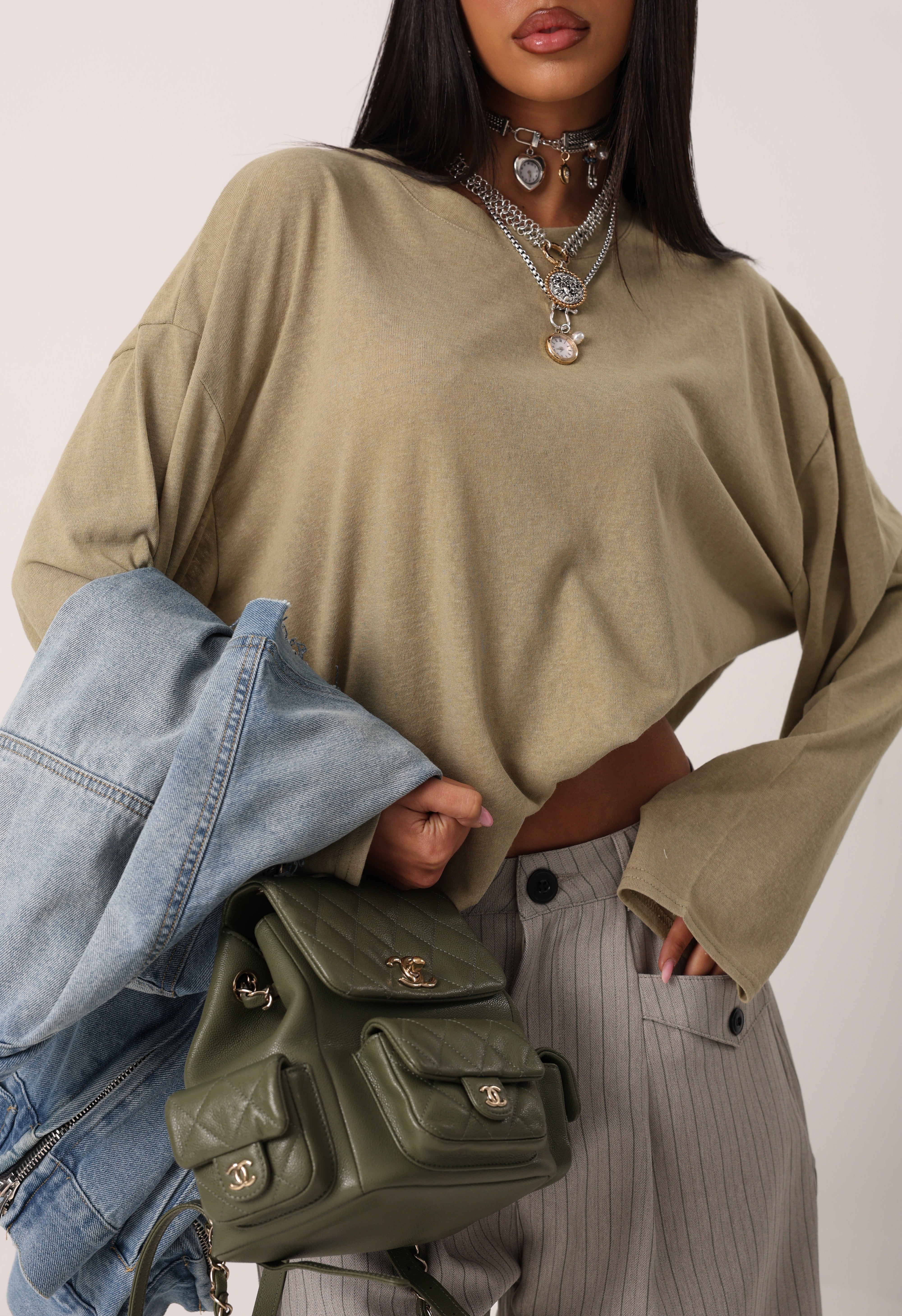 MAGLIA MANICHE LUNGHE NATALIE KHAKI