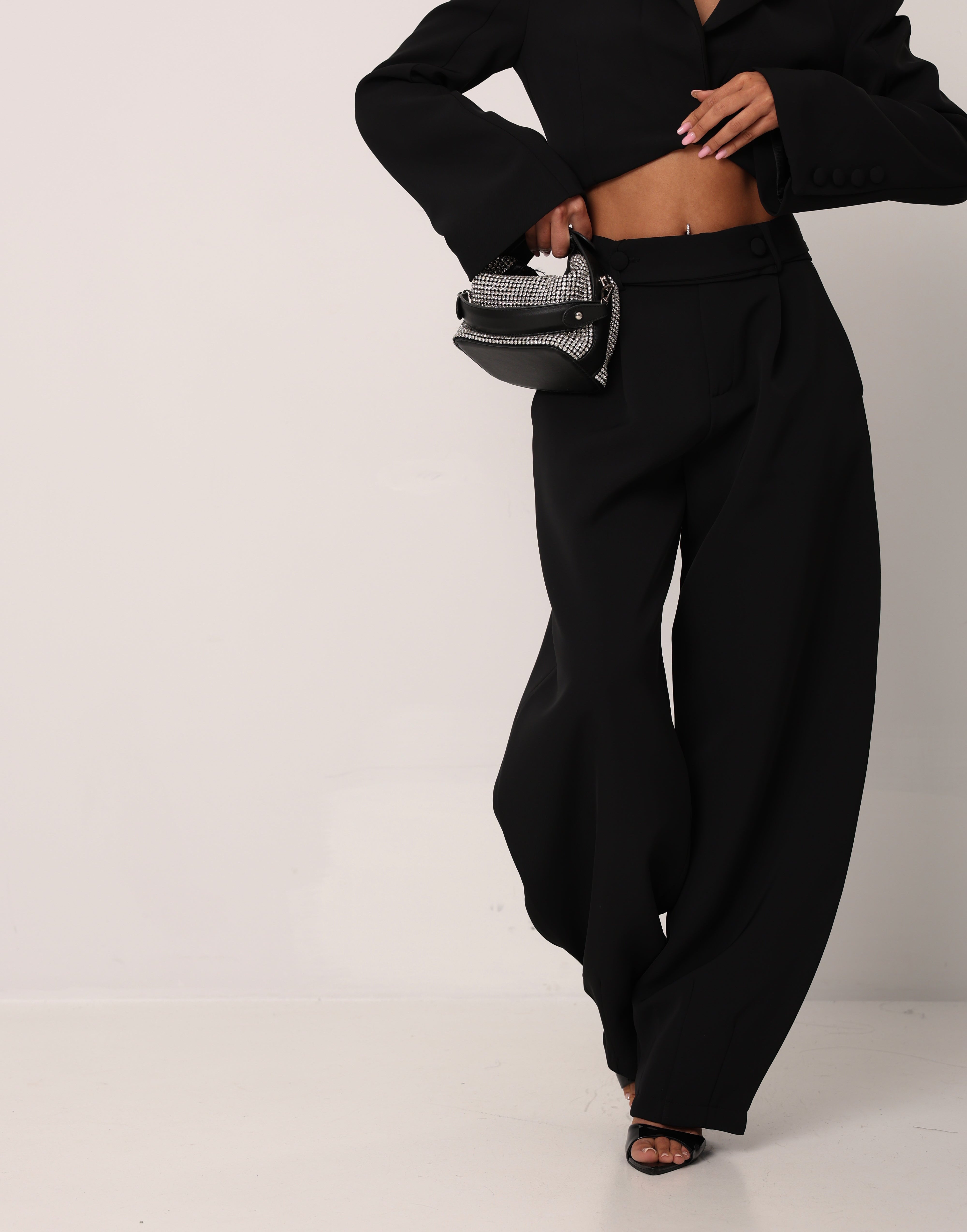 PANTALONI CINTURA KONNOR NERI BY LUMINA