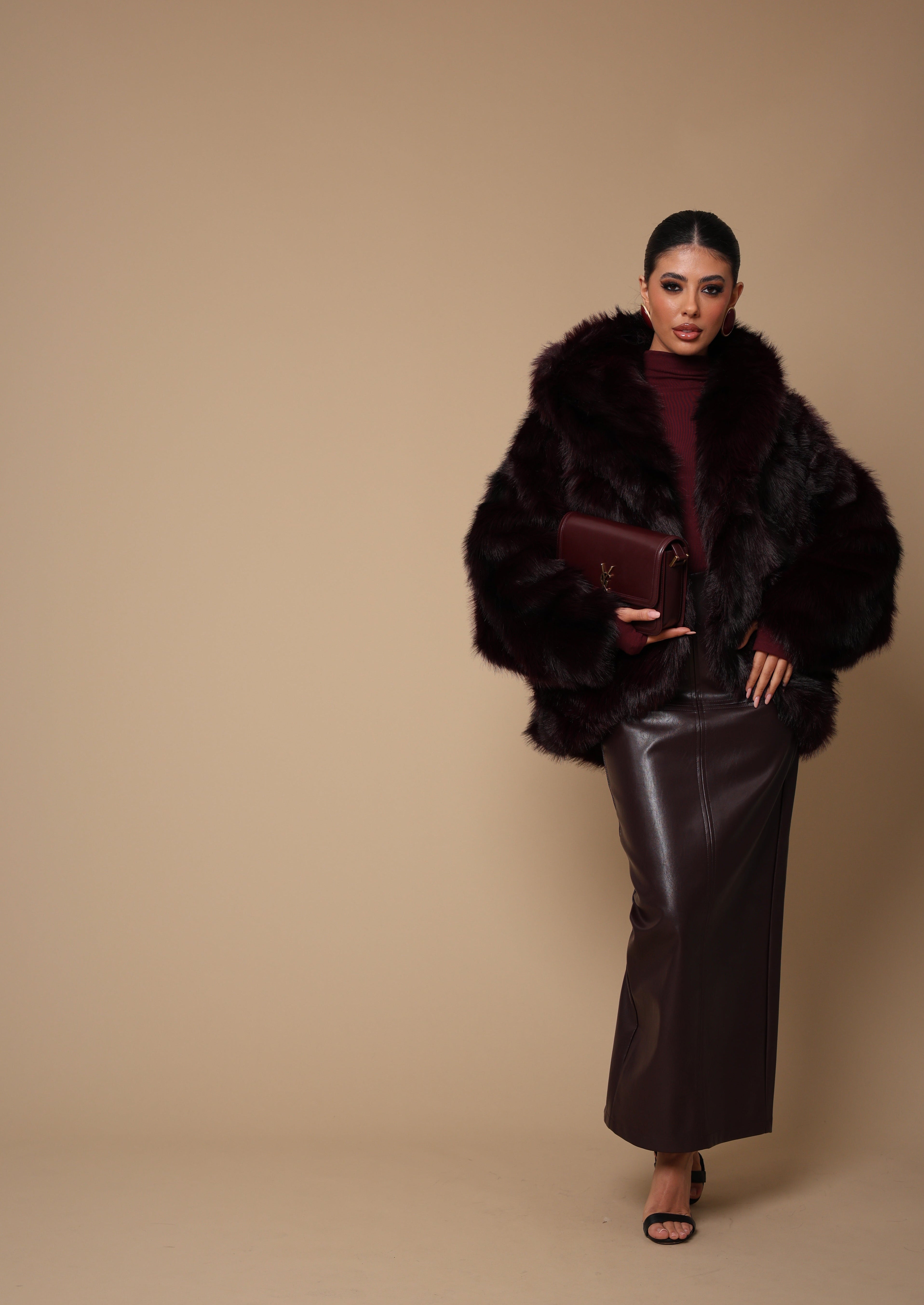 LONGUETTE OFELIA ECOPELLE BORDEAUX