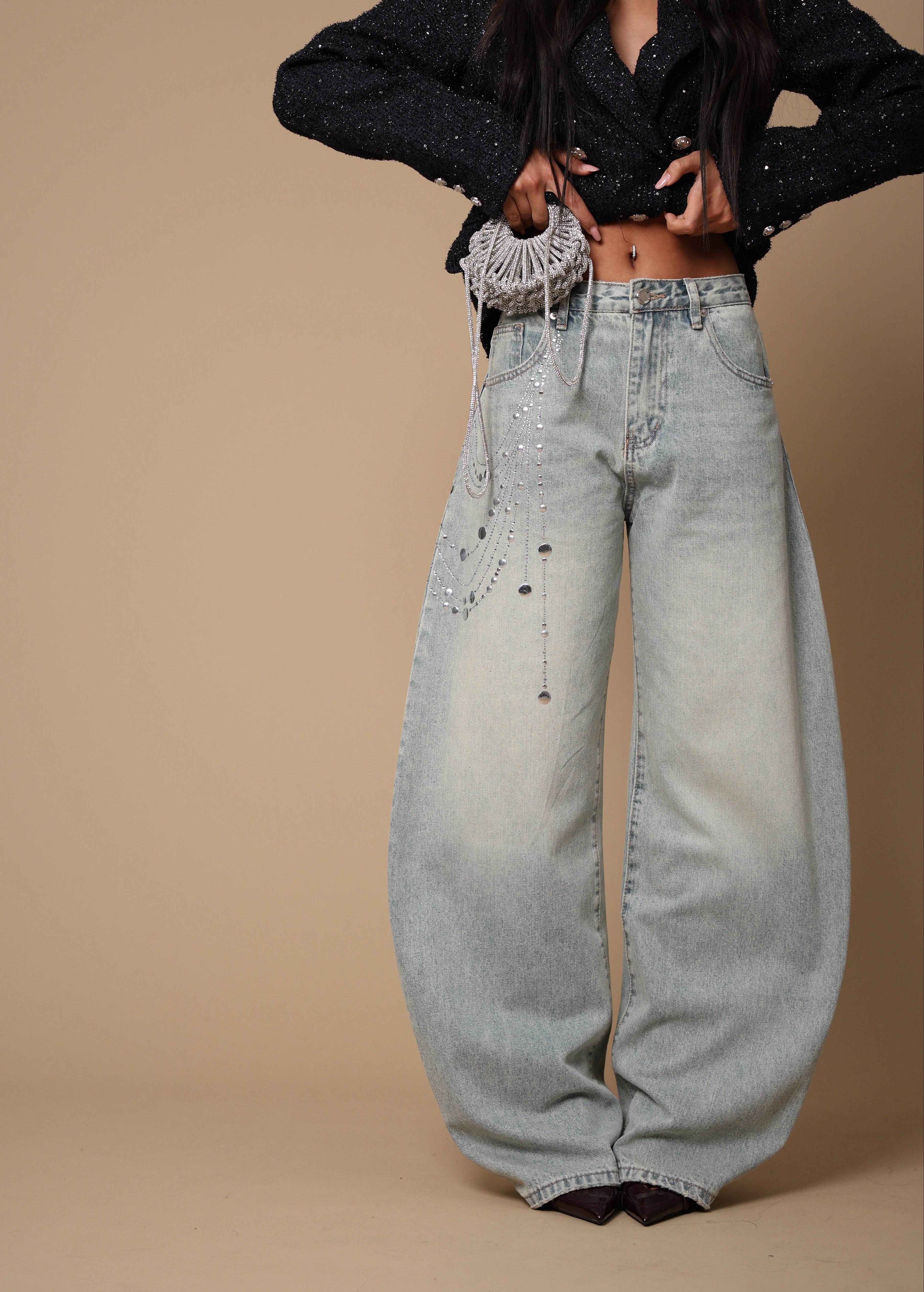 JEANS STRASS MARGIE DENIM CHIARO