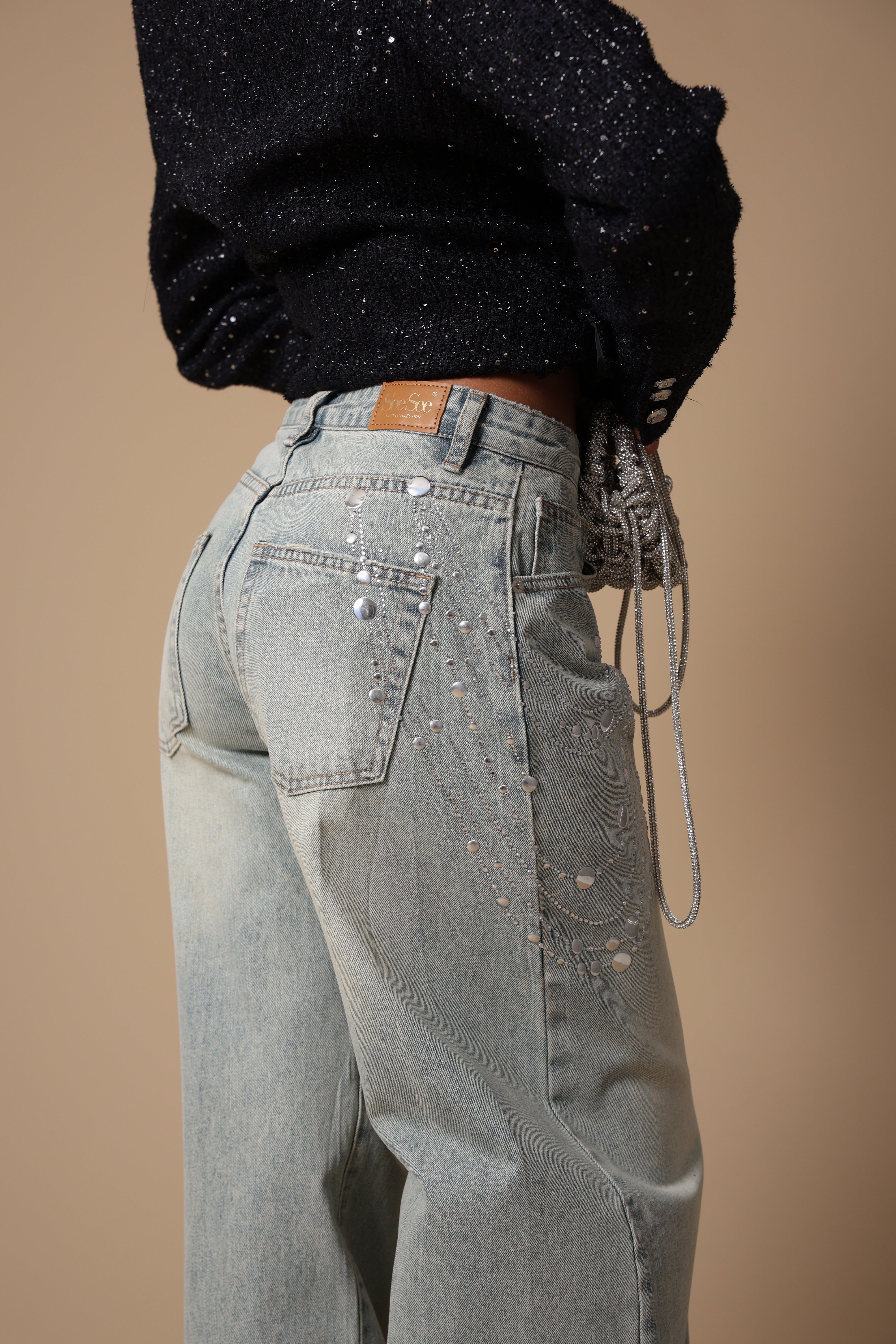 JEANS STRASS MARGIE DENIM CHIARO