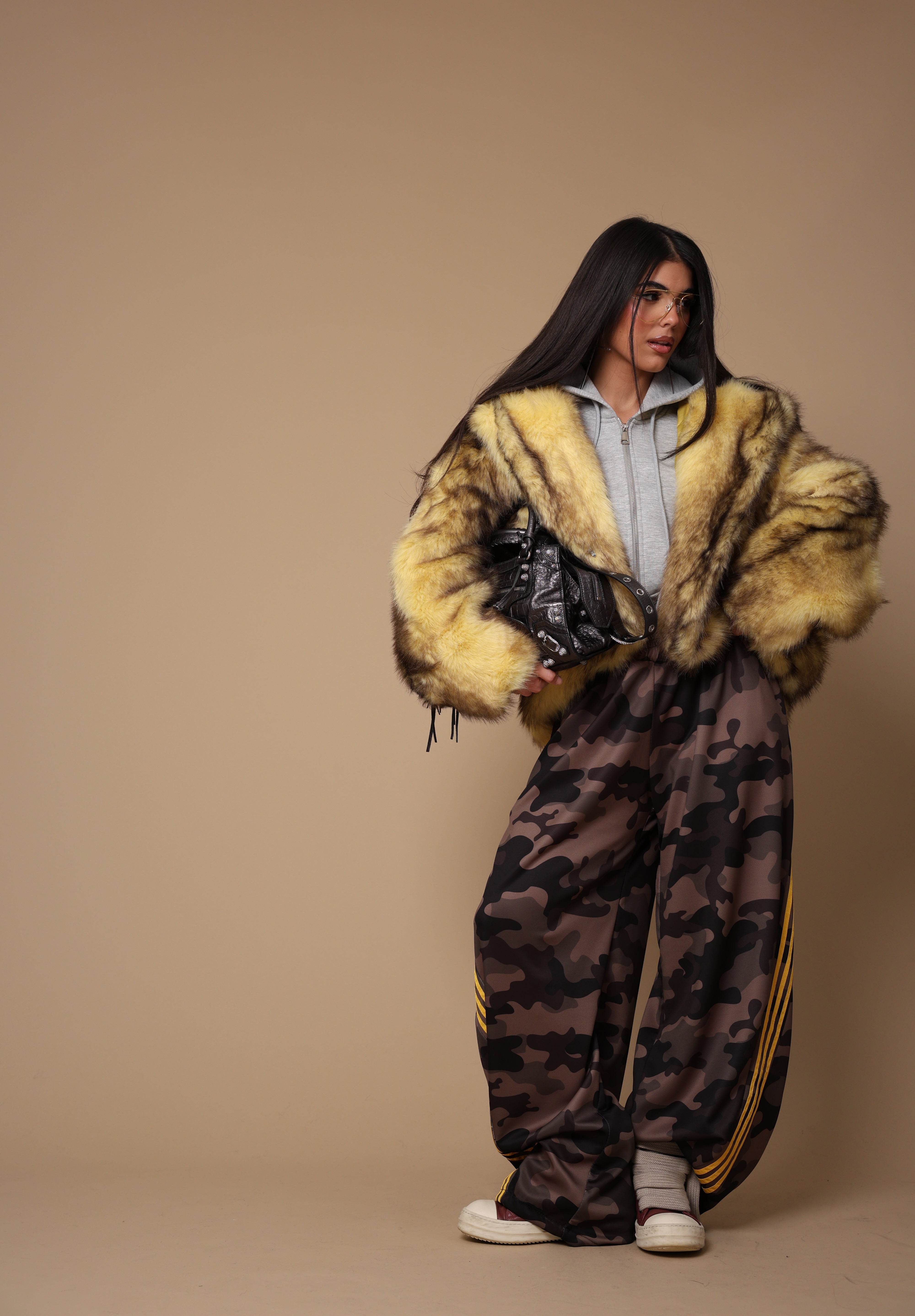 ECOPELLICCIA CAPPUCCIO AMAREA GIALLA/MARRONE