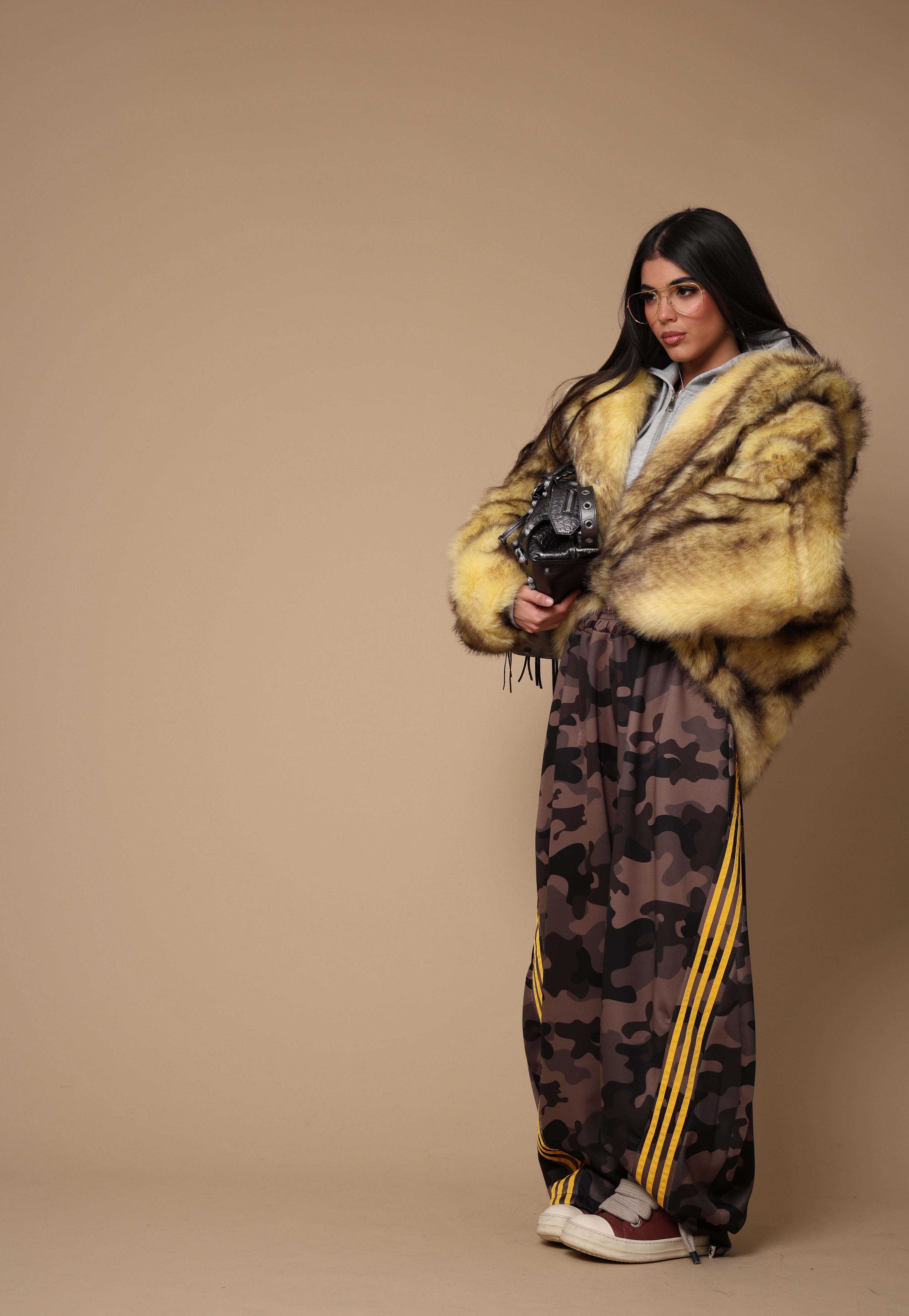 ECOPELLICCIA CAPPUCCIO AMAREA GIALLA/MARRONE