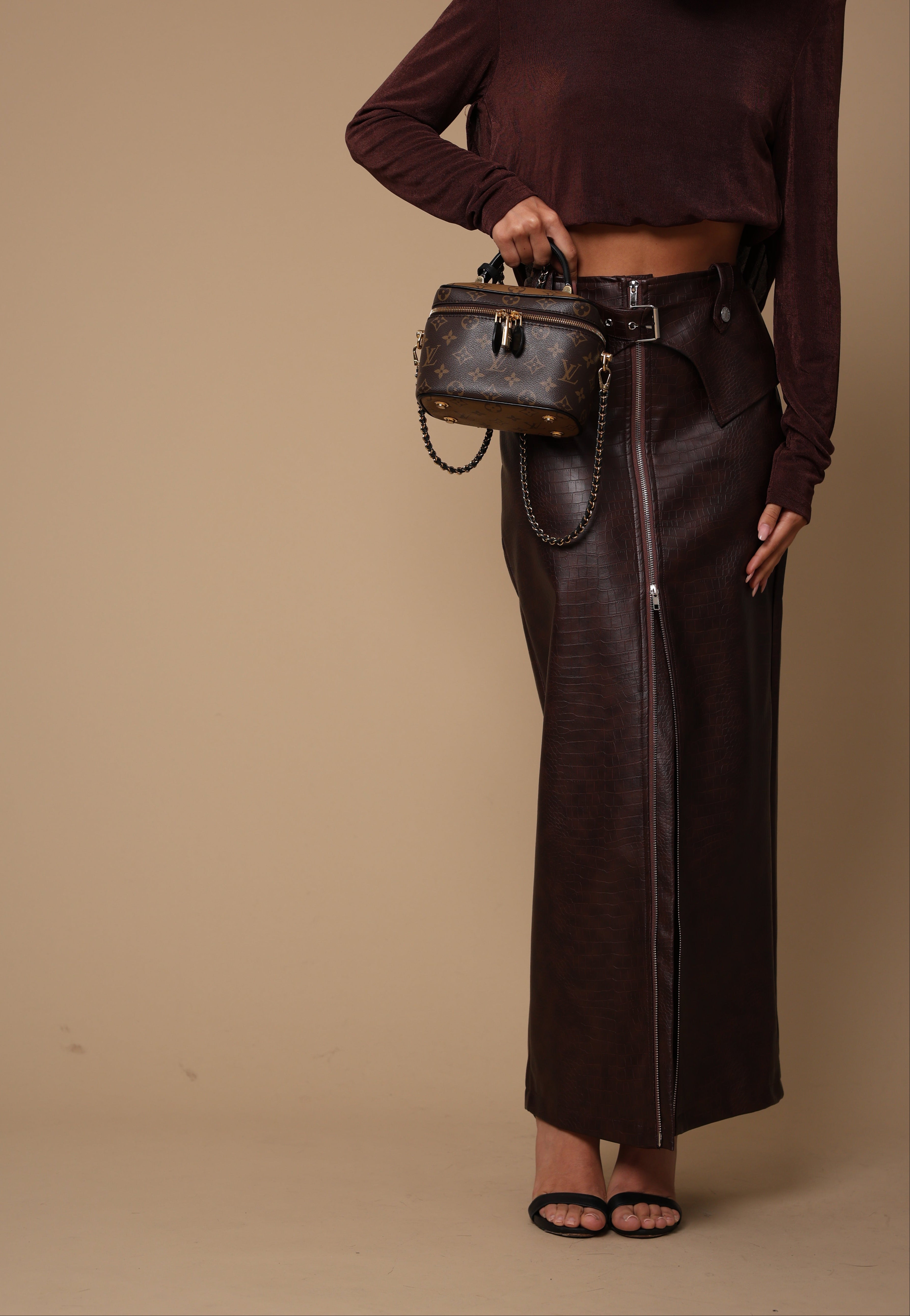 LONGUETTE CROCODILE BRIDGE MARRONE