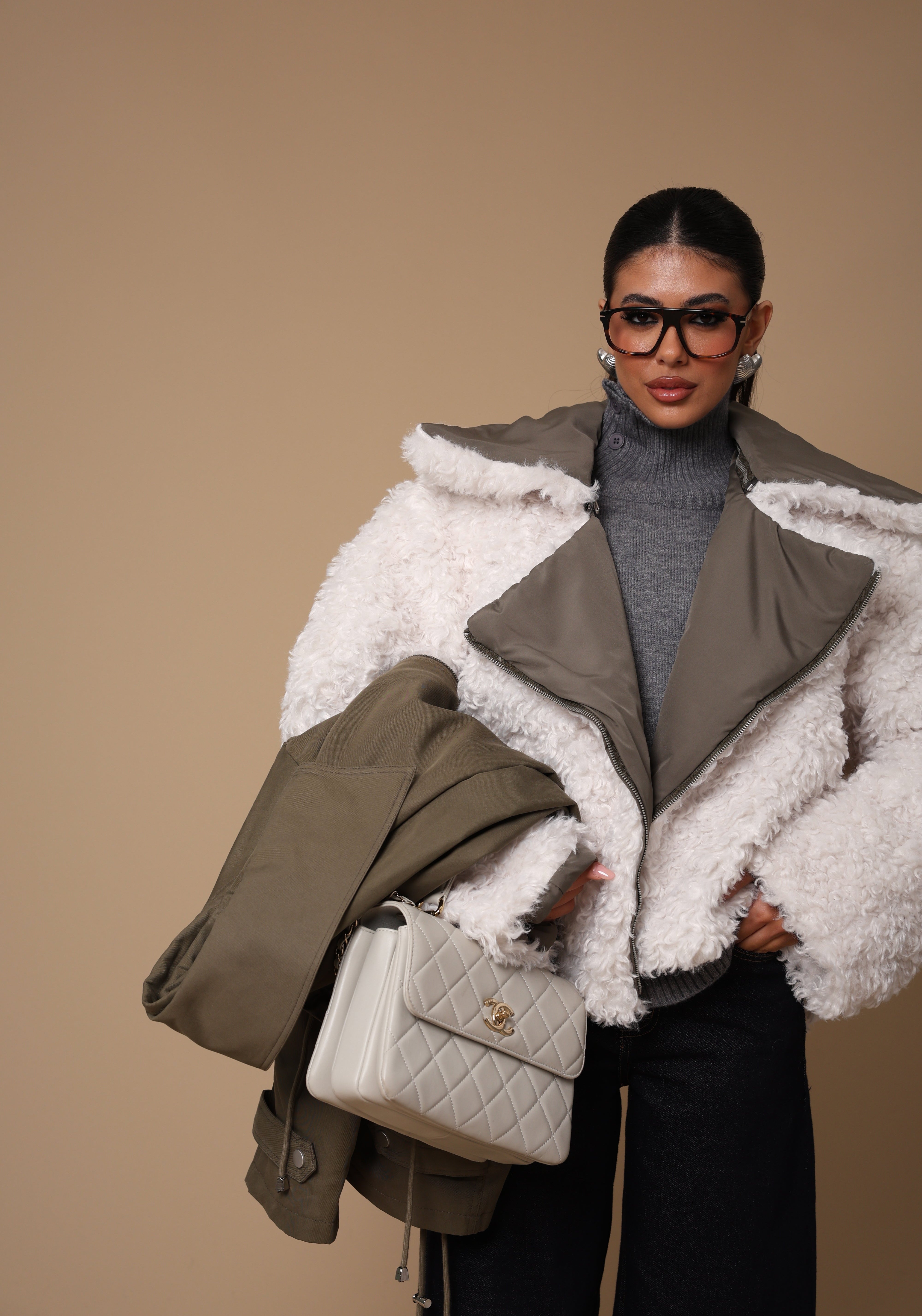 GIUBBINO + ECOPELLICCIA HILDA VERDE/BIANCA