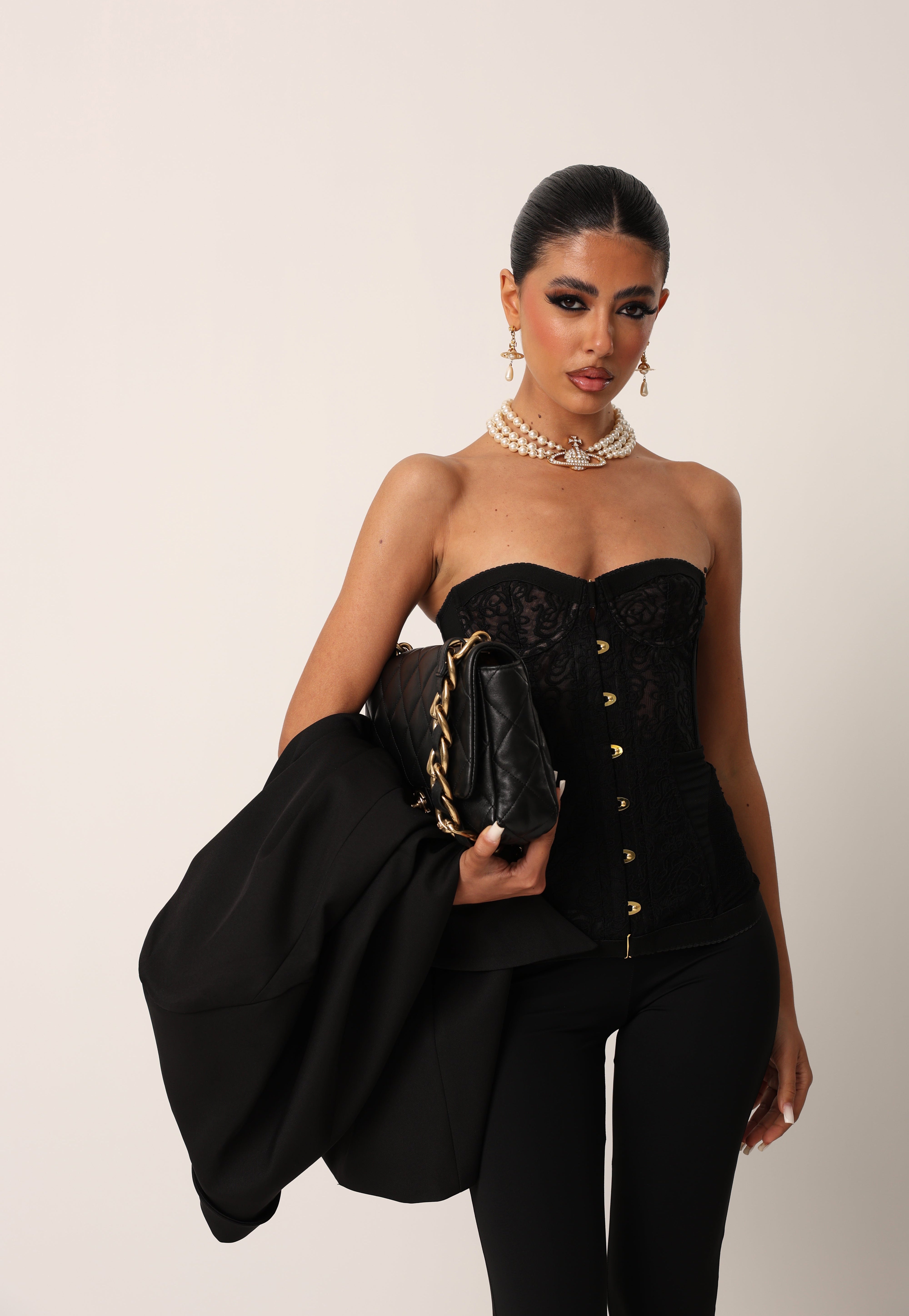 CORSETTO PIZZO MARLIN NERO