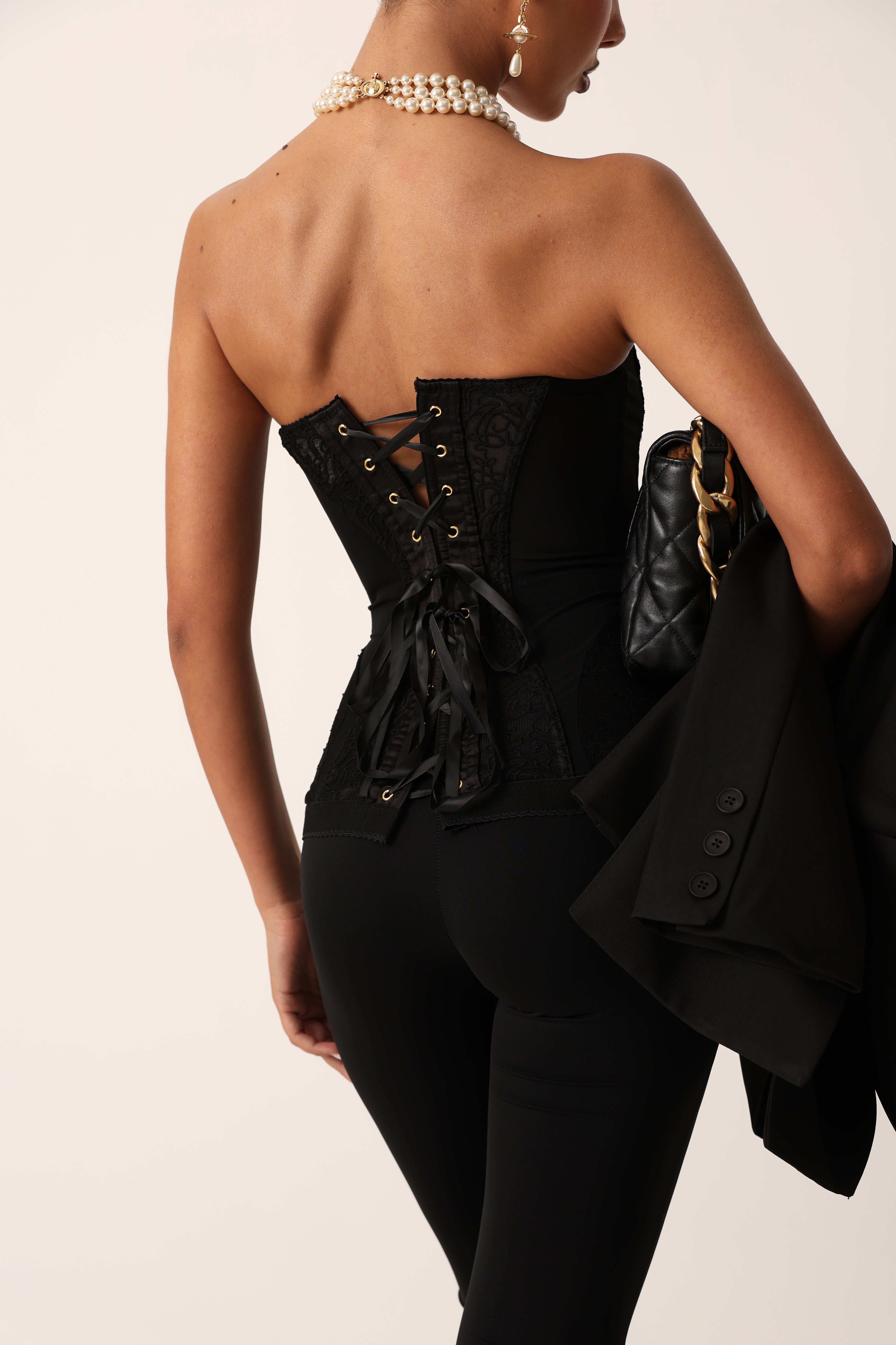 CORSETTO PIZZO MARLIN NERO