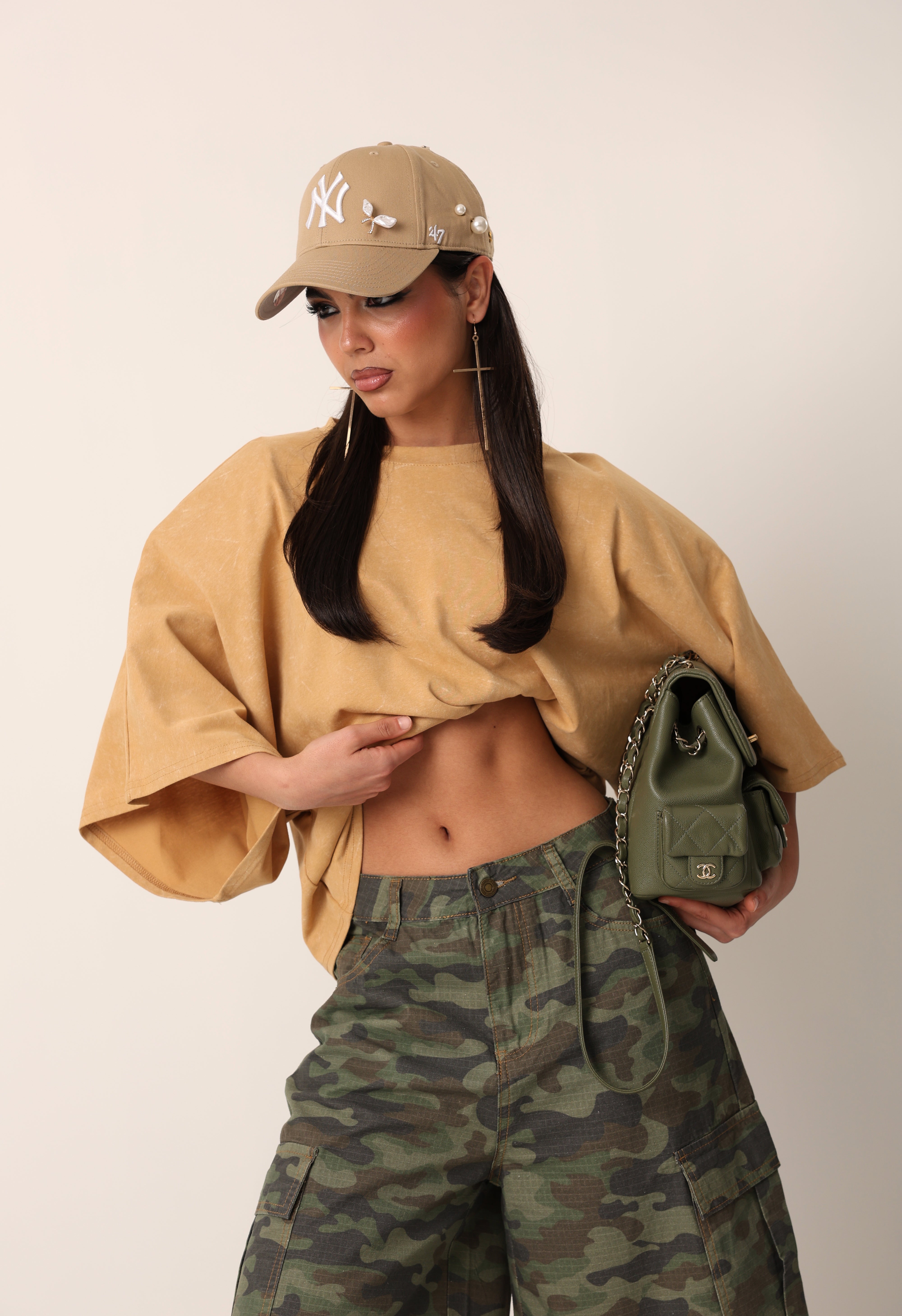 MAGLIA SPALLINE CLAROS CAMEL