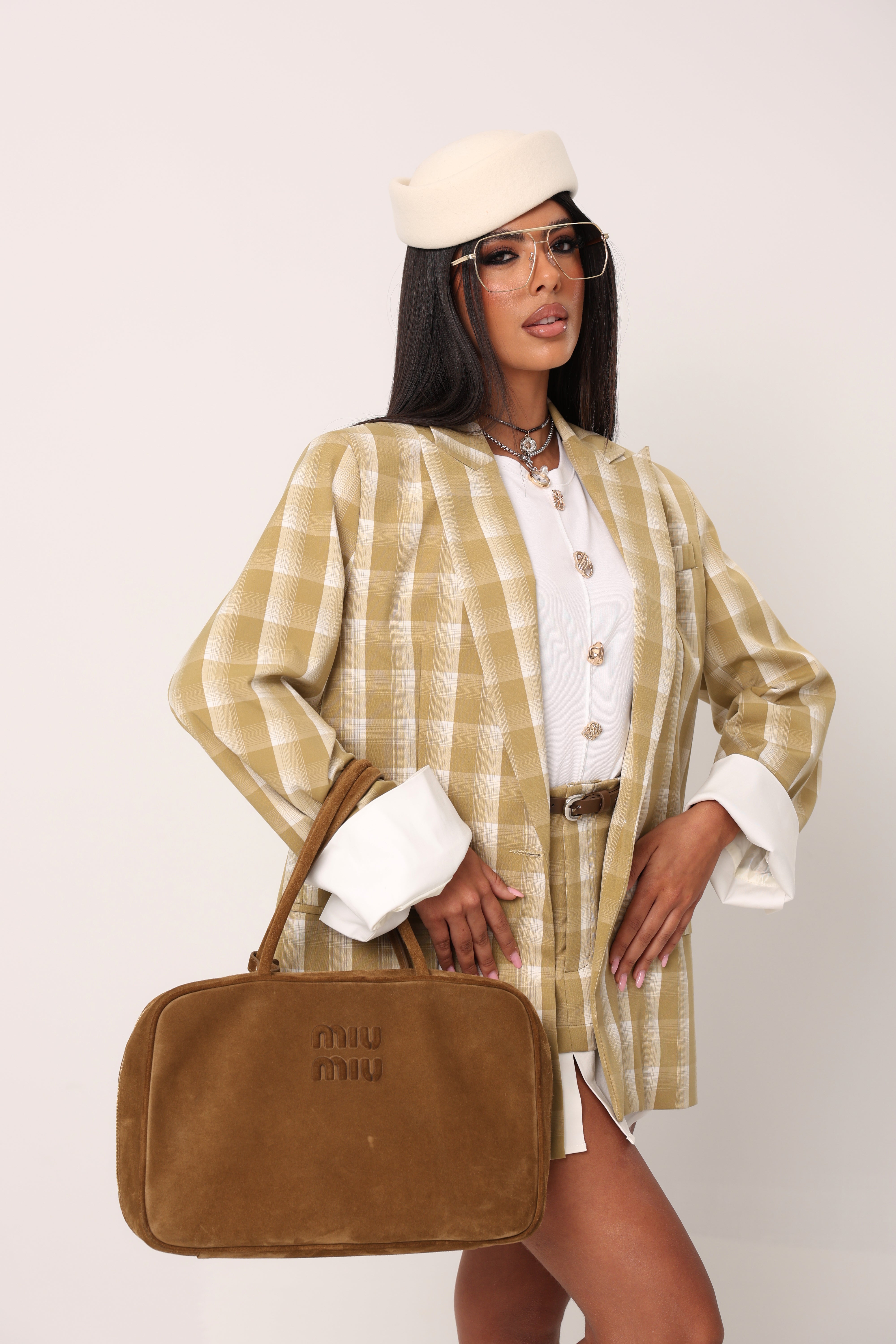 BLAZER QUADRI ELARA VERDE OLIVA BY LUMINA