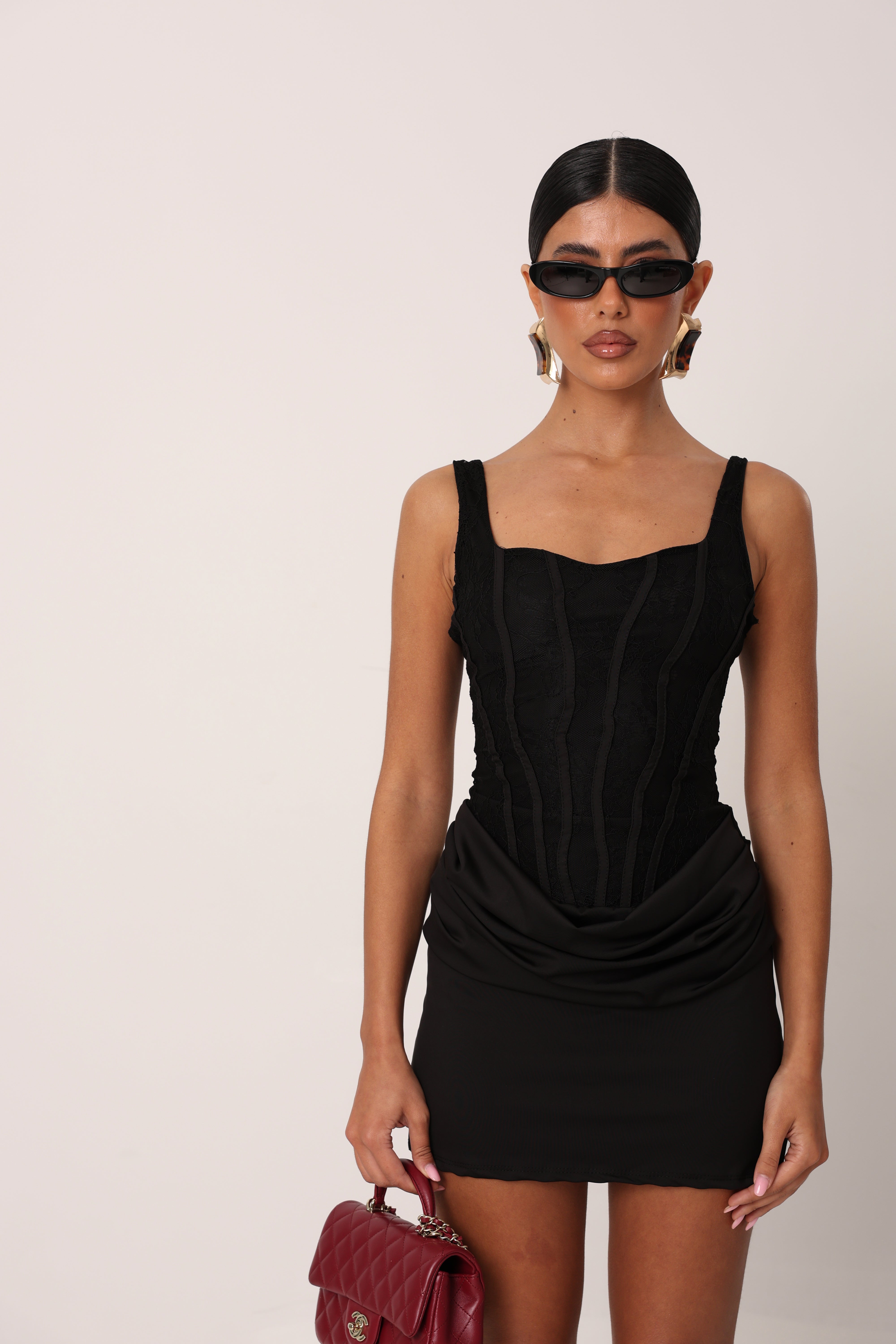 VESTITO STRINGHE ROSALYN NERO