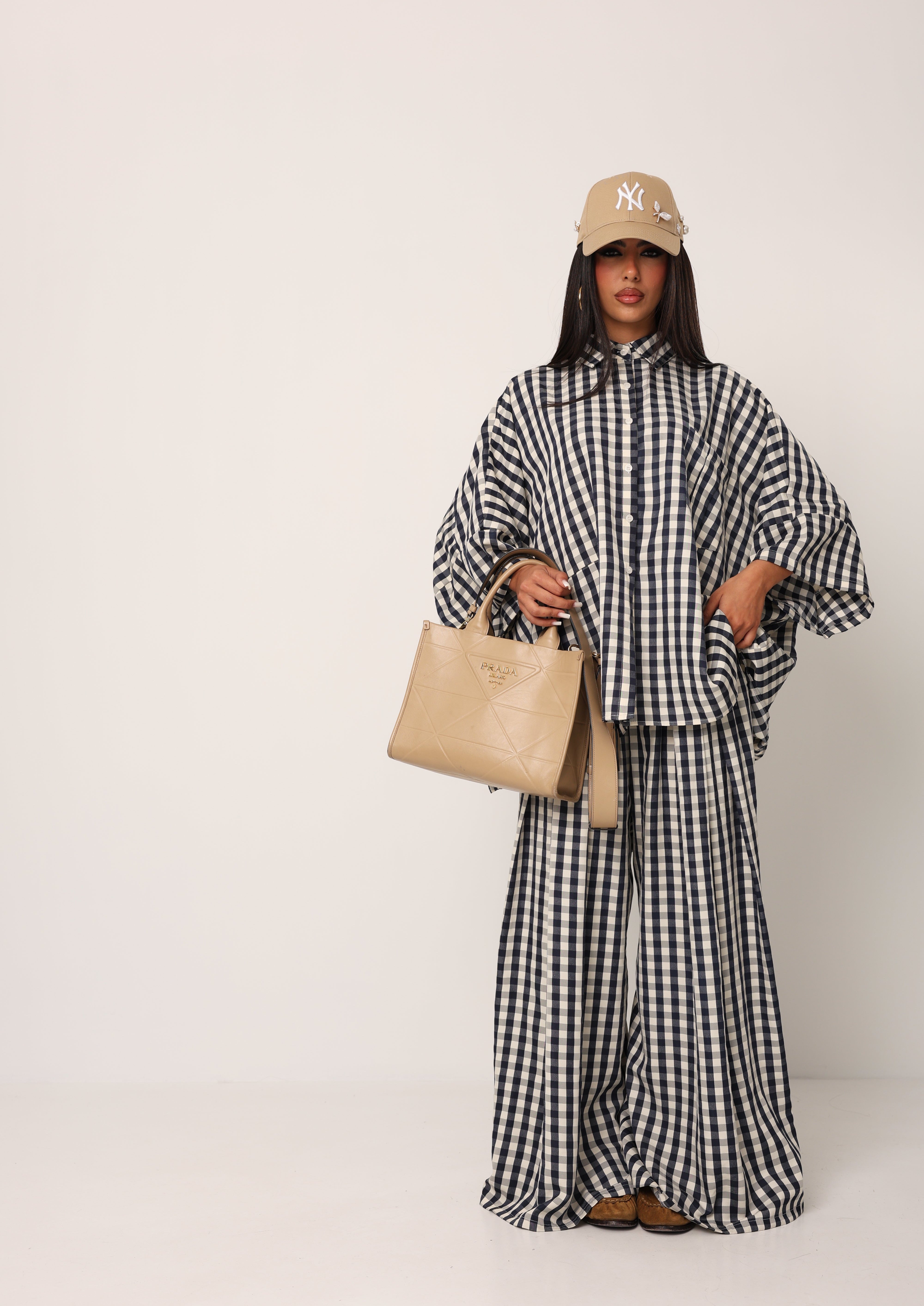 COORDINATO QUADRETTI ALINE PANNA/BLU