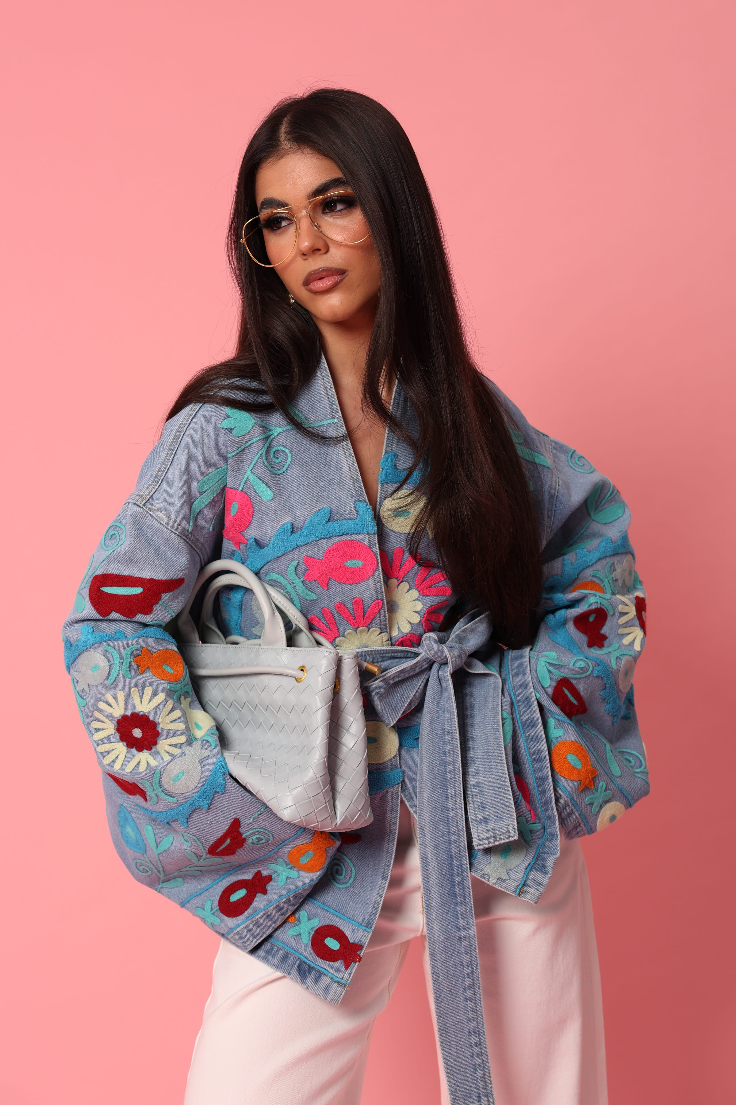 KIMONO RICAMI SCORPIOS DENIM CHIARO