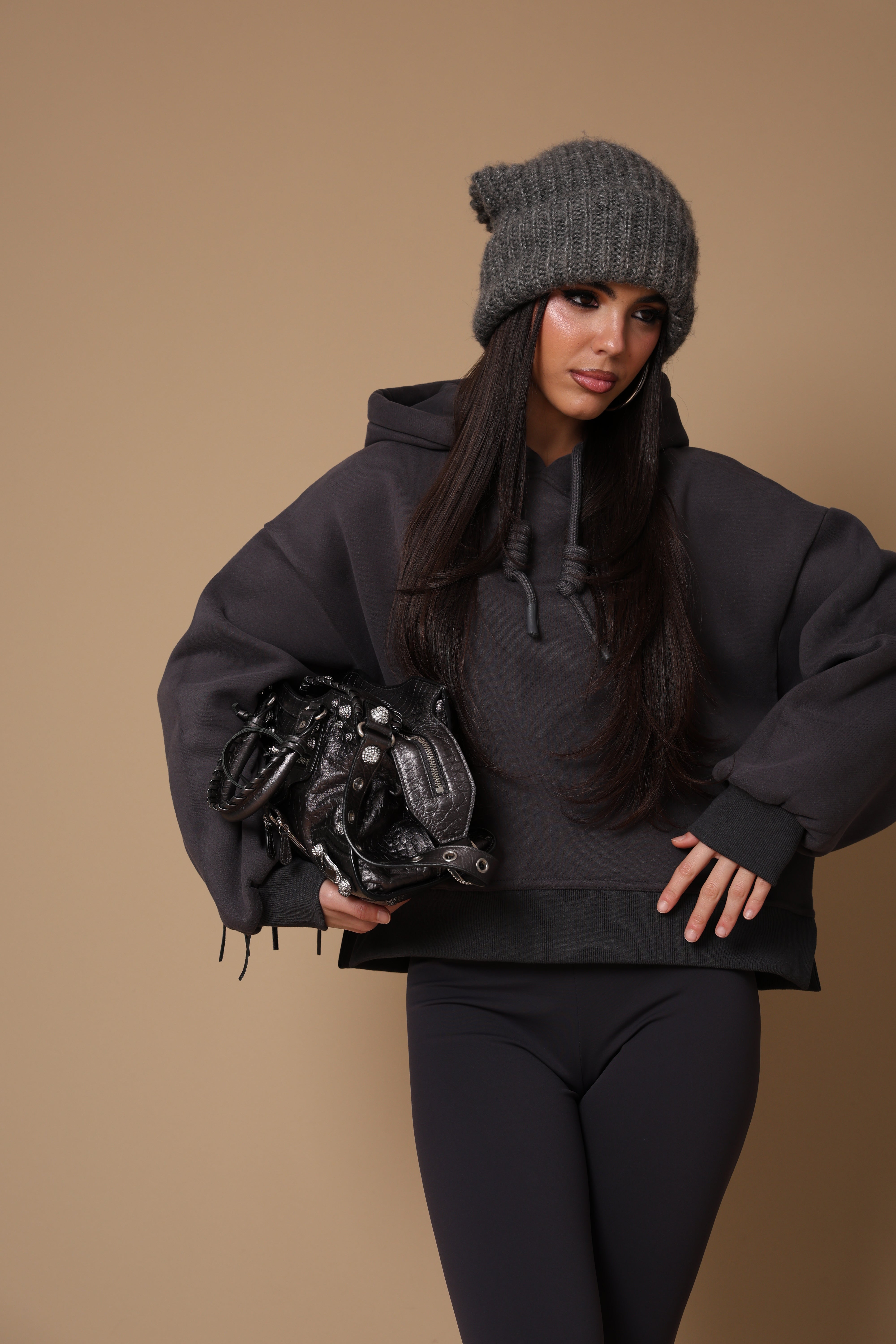 FELPA CAPPUCCIO KAMY GRIGIO ANTRACITE