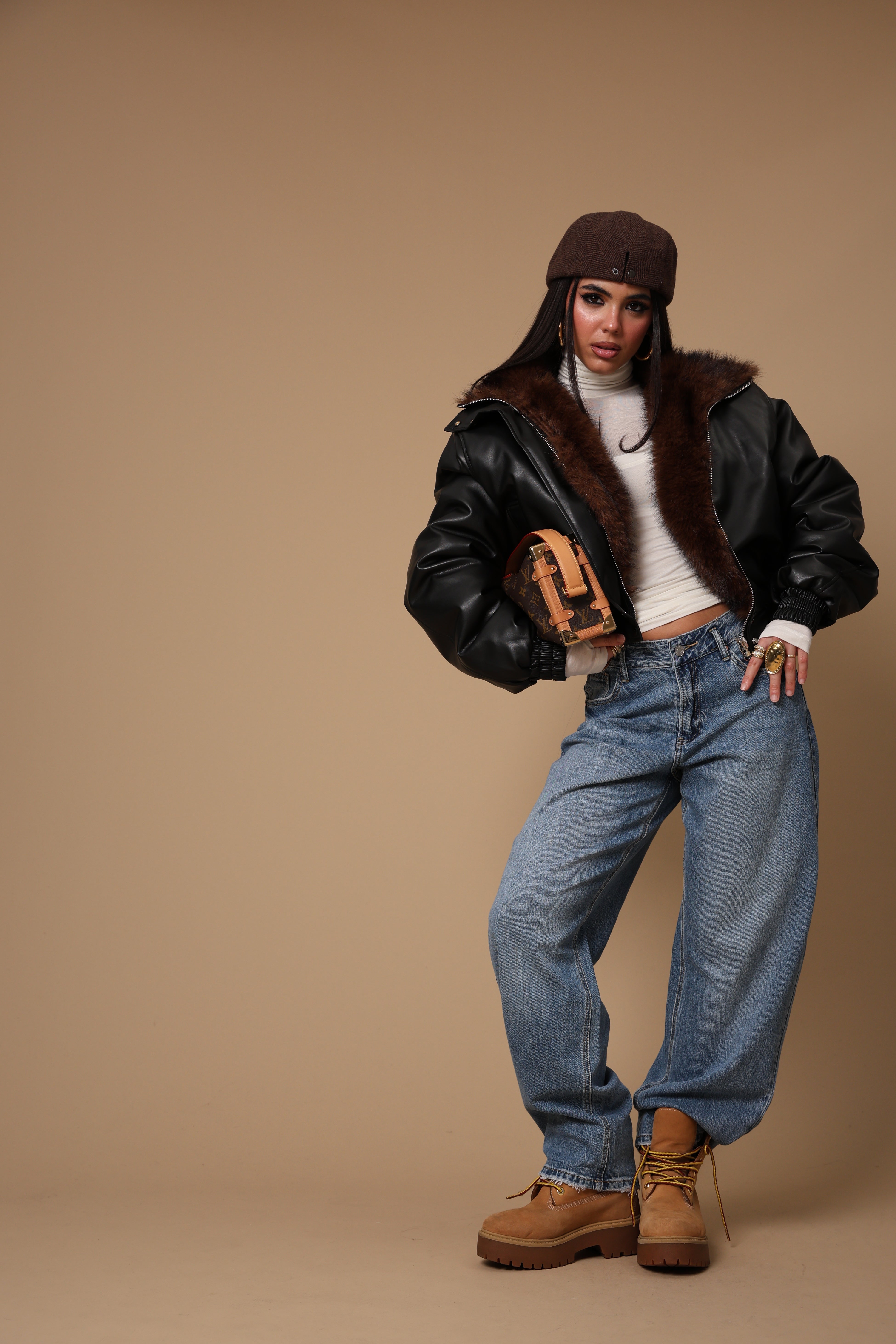 GIUBBINO\ECOPELLICCIA ARTEMIDE NERO/MARRONE DOUBLE FACE