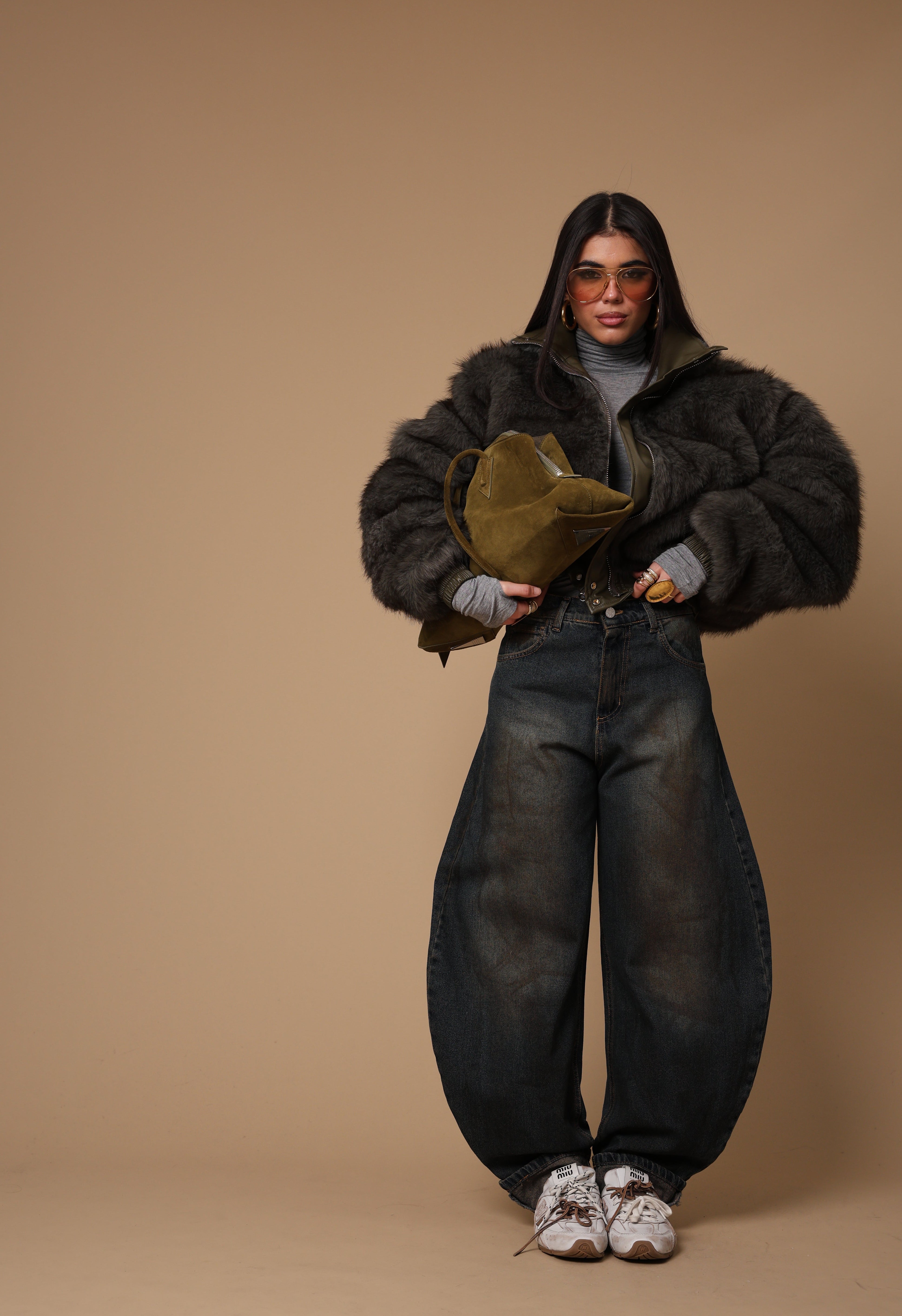 GIUBBINO\ECOPELLICCIA ARTEMIDE VERDE DOUBLE FACE