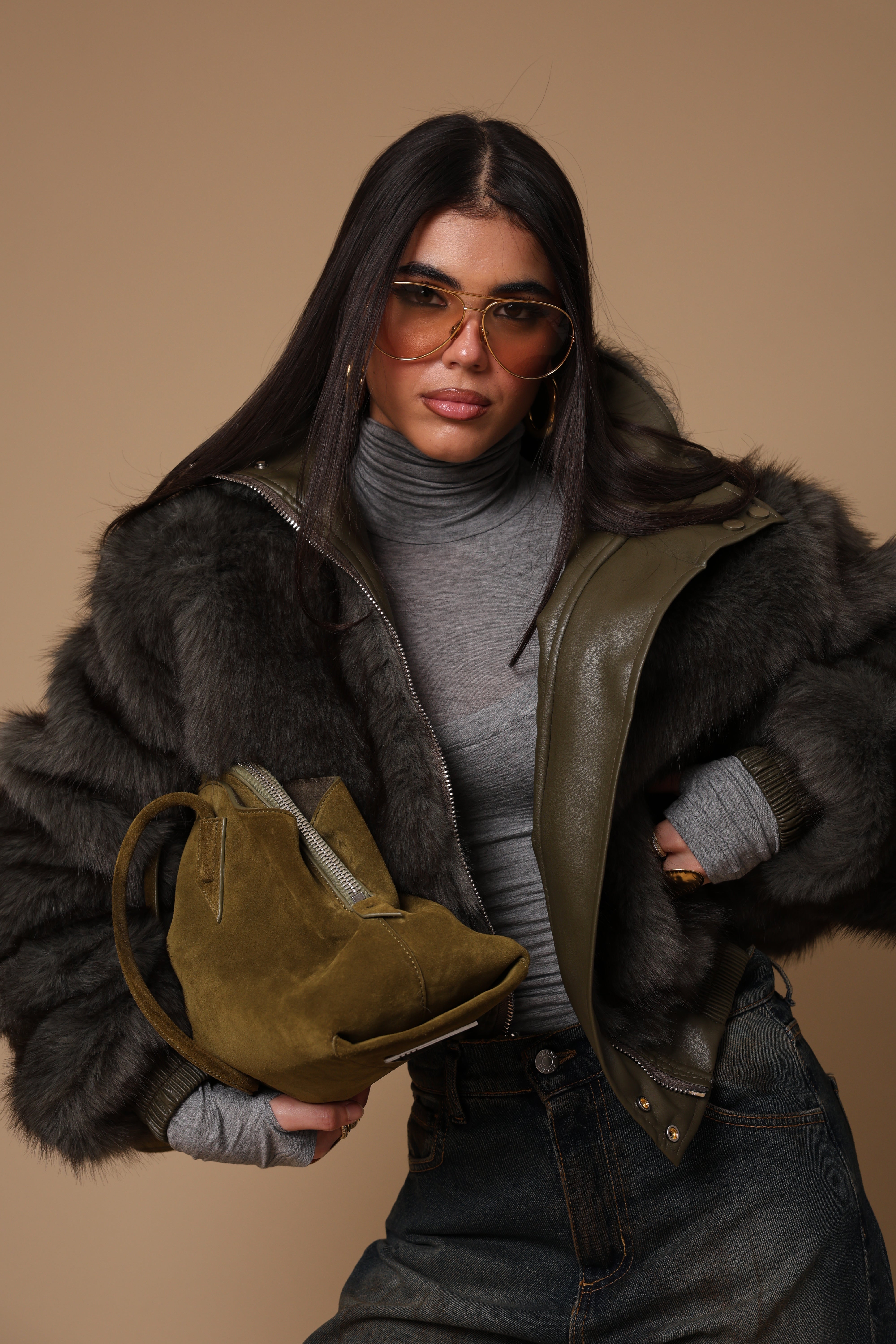 GIUBBINO\ECOPELLICCIA ARTEMIDE VERDE DOUBLE FACE