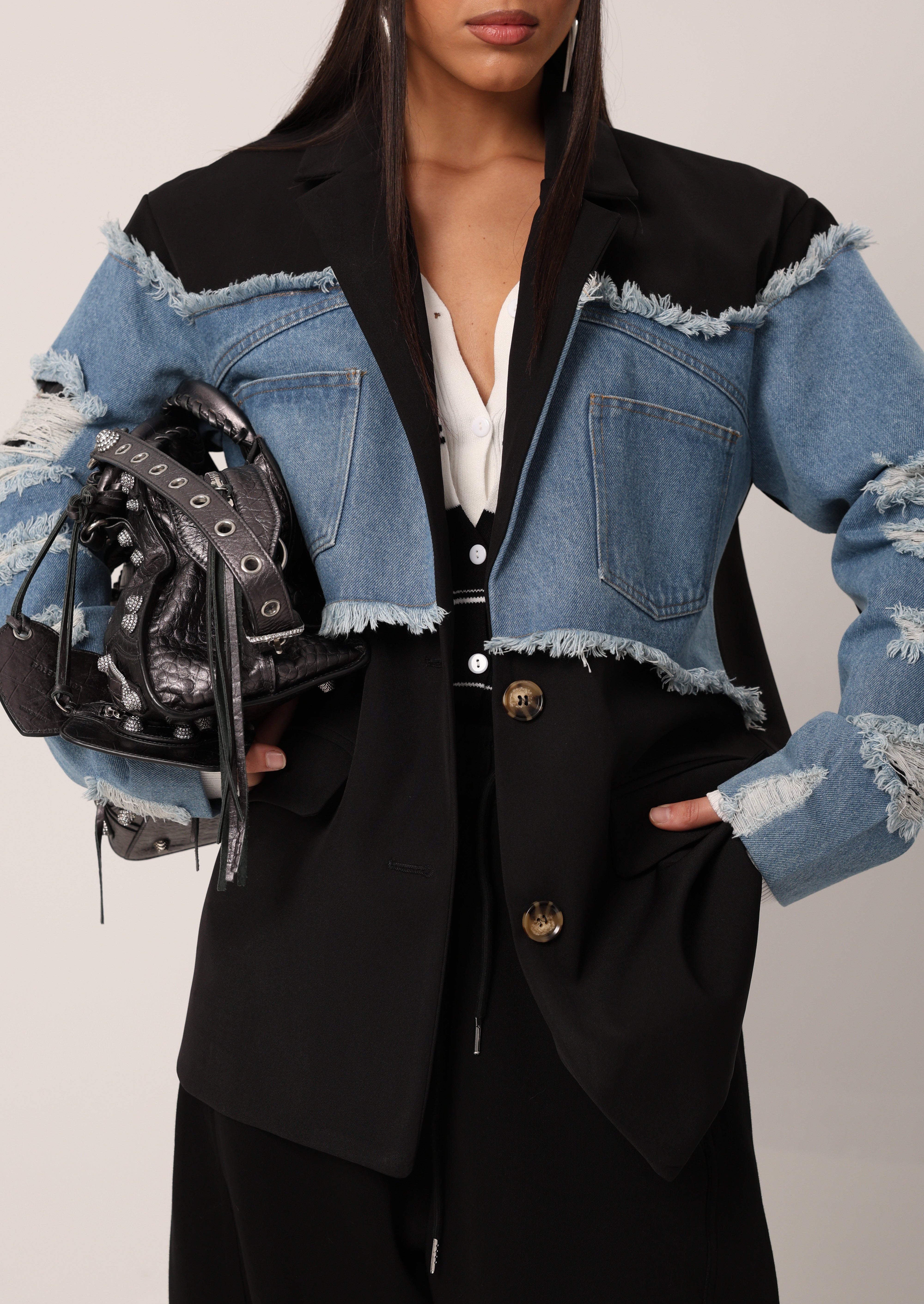 BLAZER CERMY NERO/DENIM