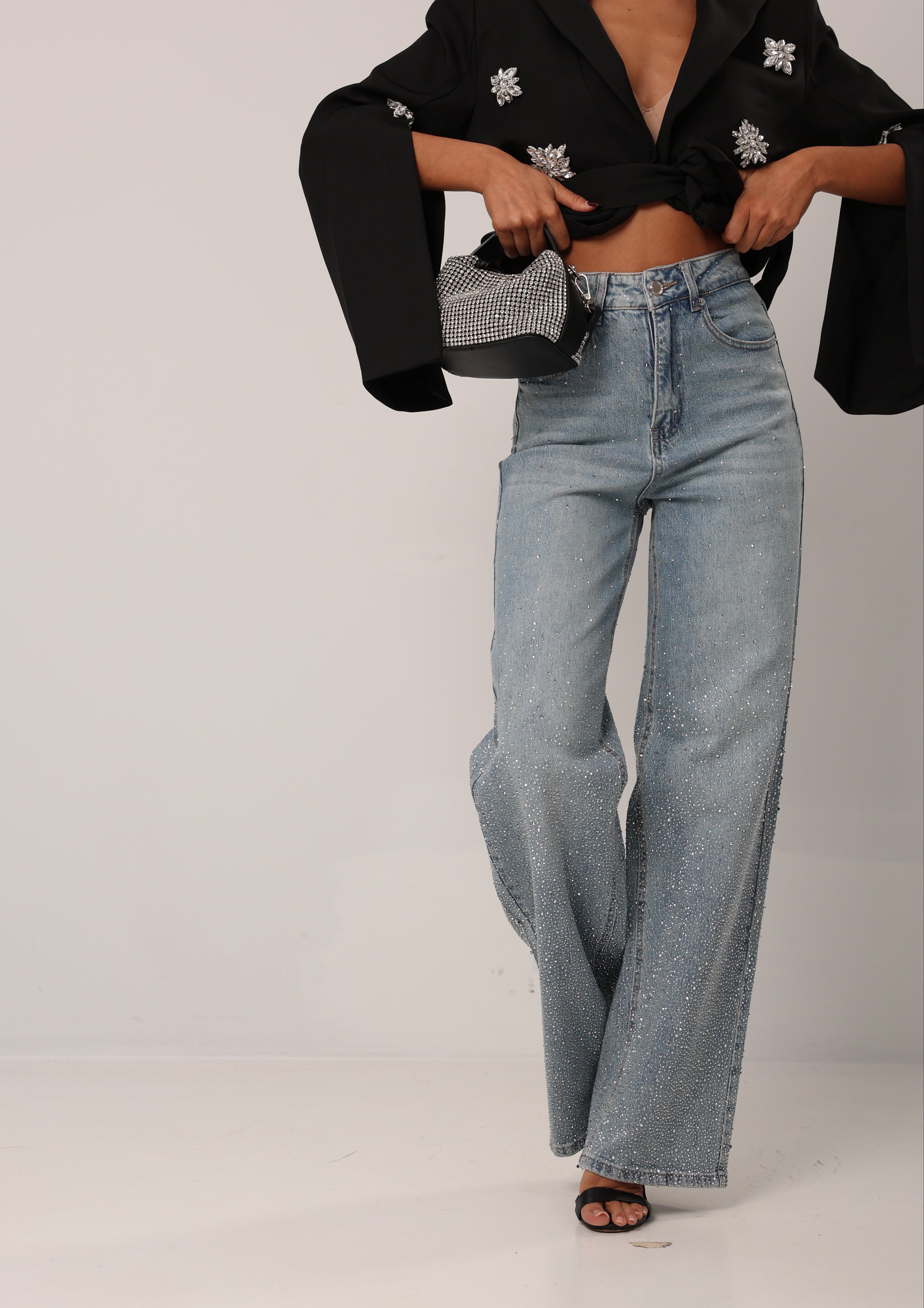 JEANS STRASS JINA DENIM CHIARO