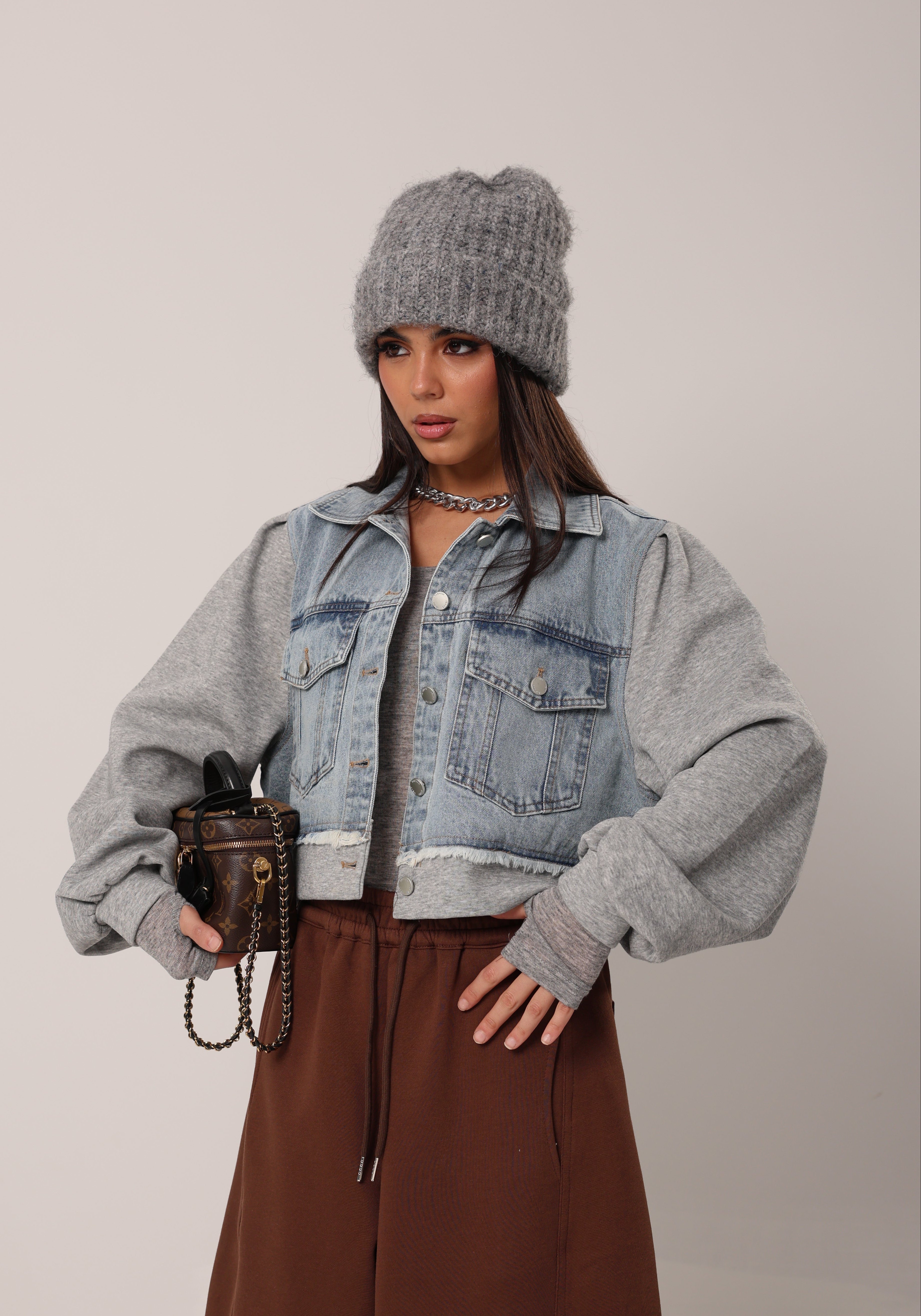 GIUBBINO ANDRES DENIM CHIARO/GRIGIO