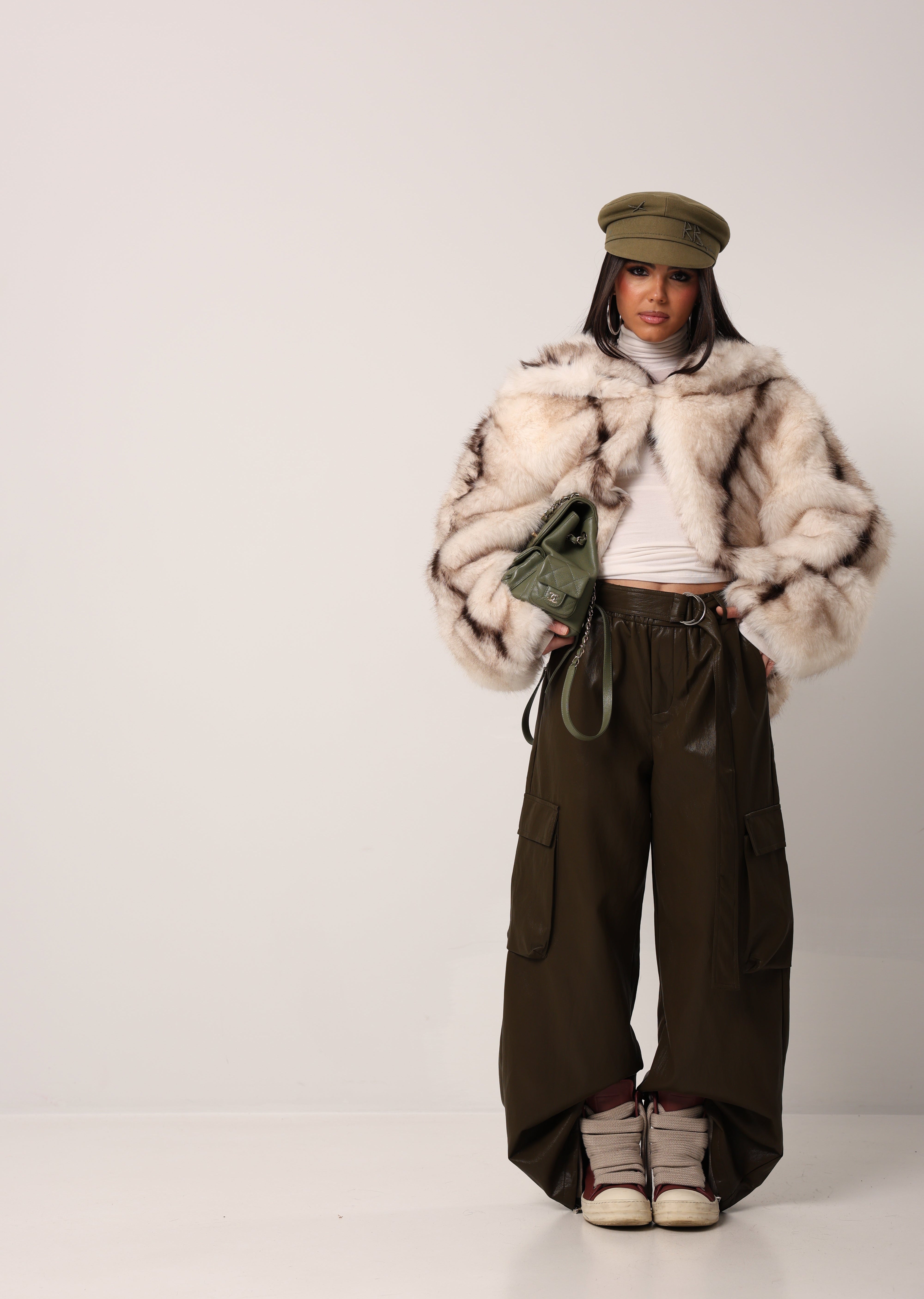 PANTALONI ECOPELLE CLIPS KHAKI