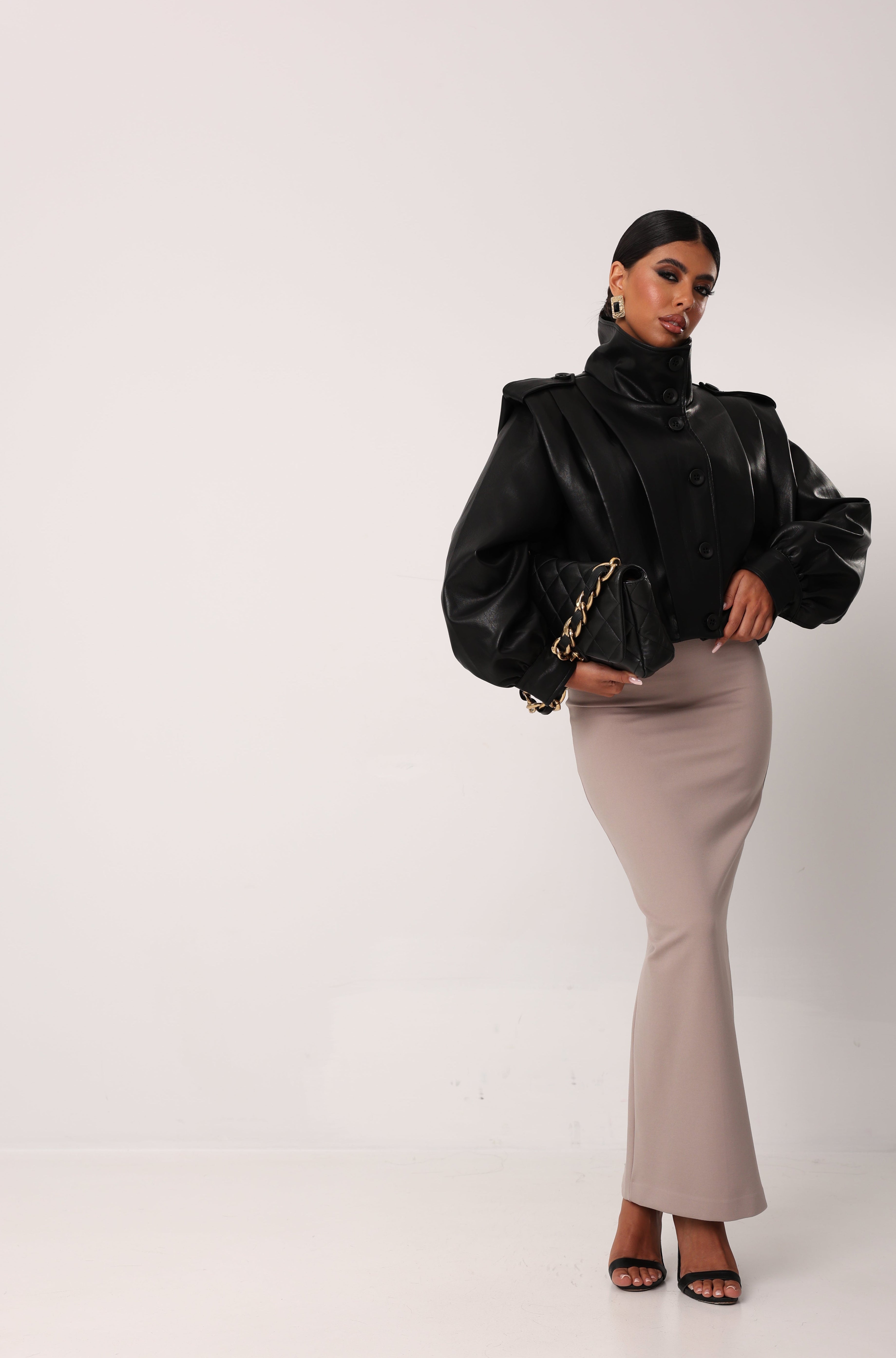 GIUBBINO ECOPELLE MAUVE NERO