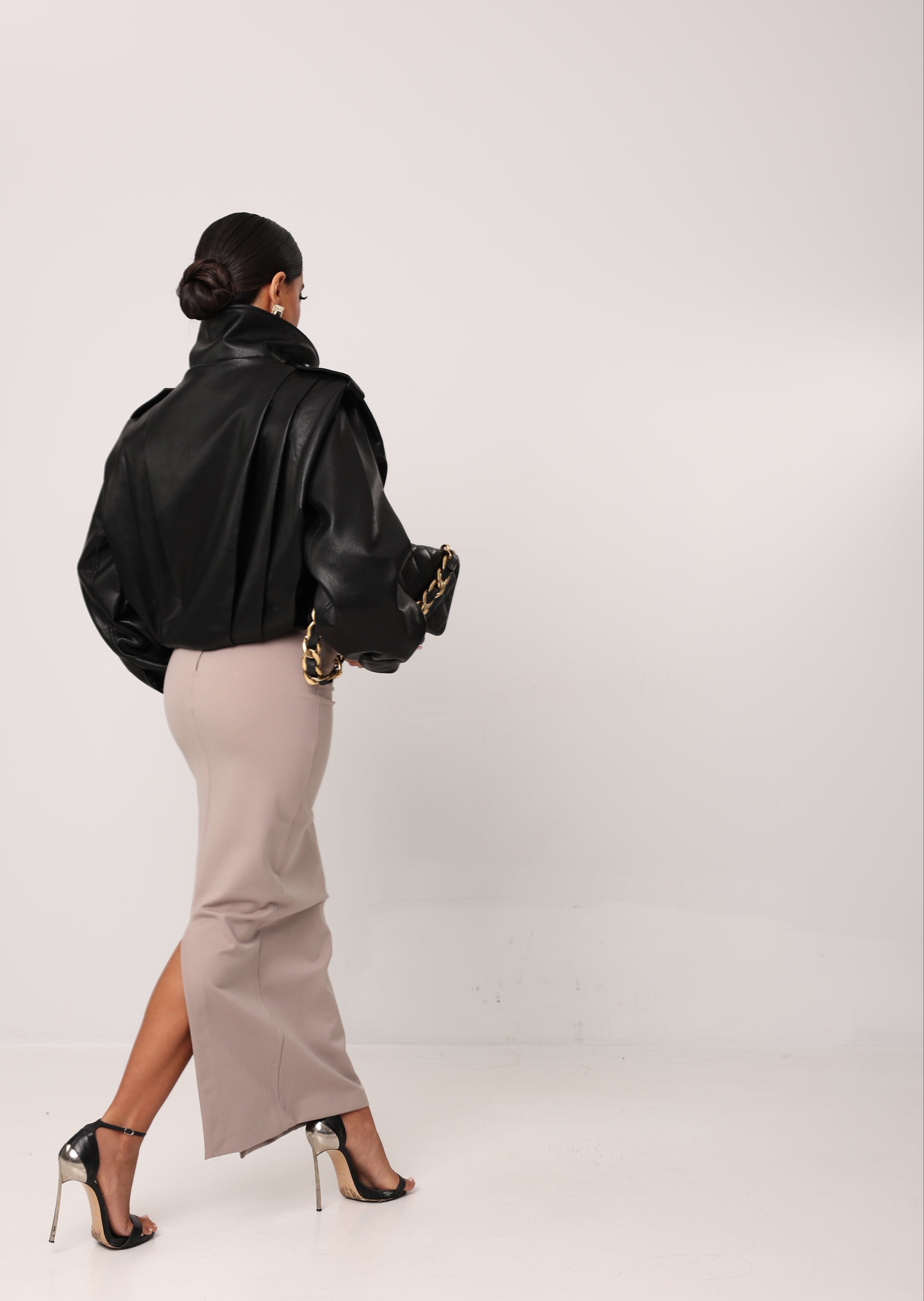 GIUBBINO ECOPELLE MAUVE NERO