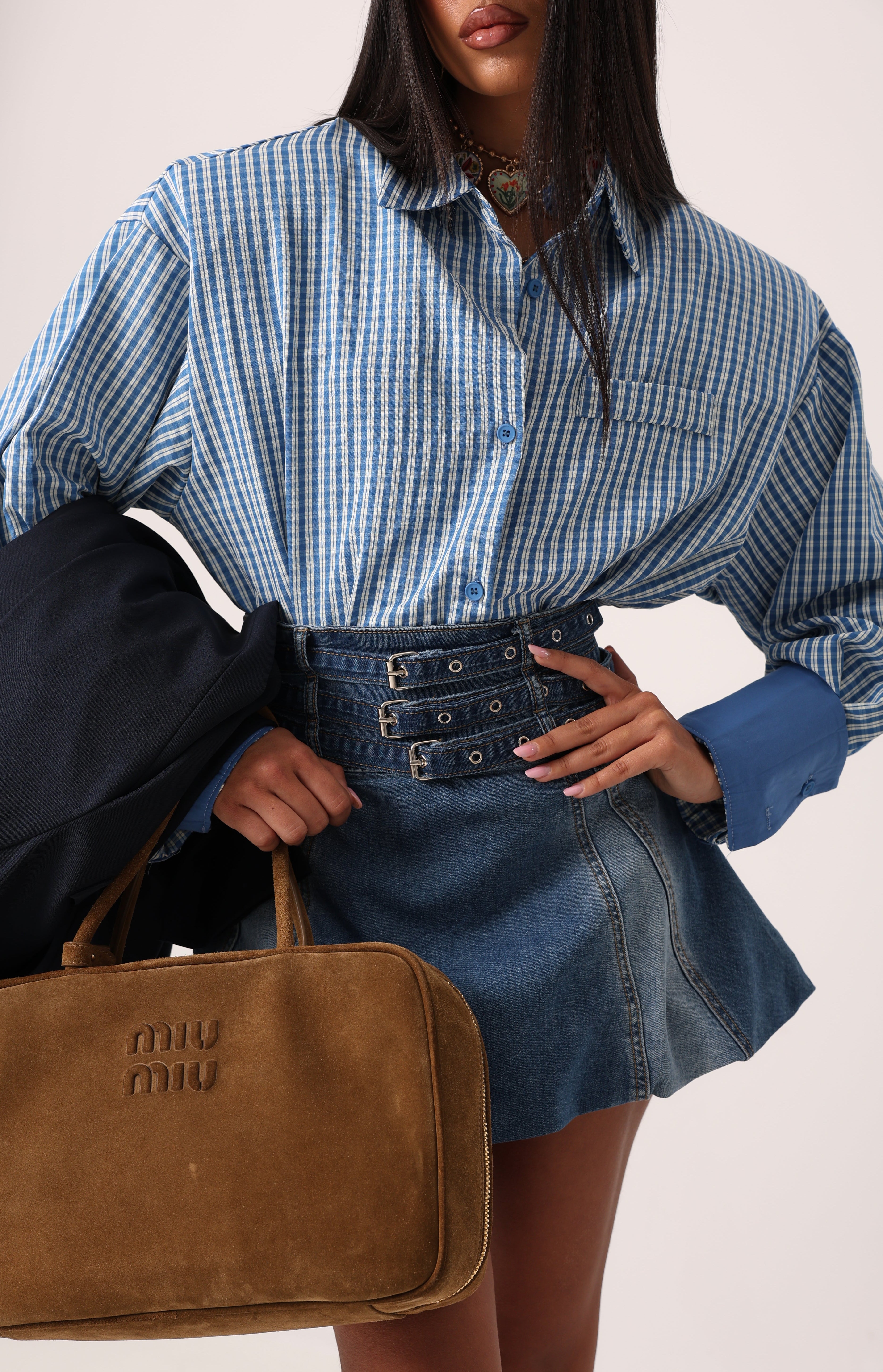 CAMICIA QUADRETTI DARIA BIANCA/BLU