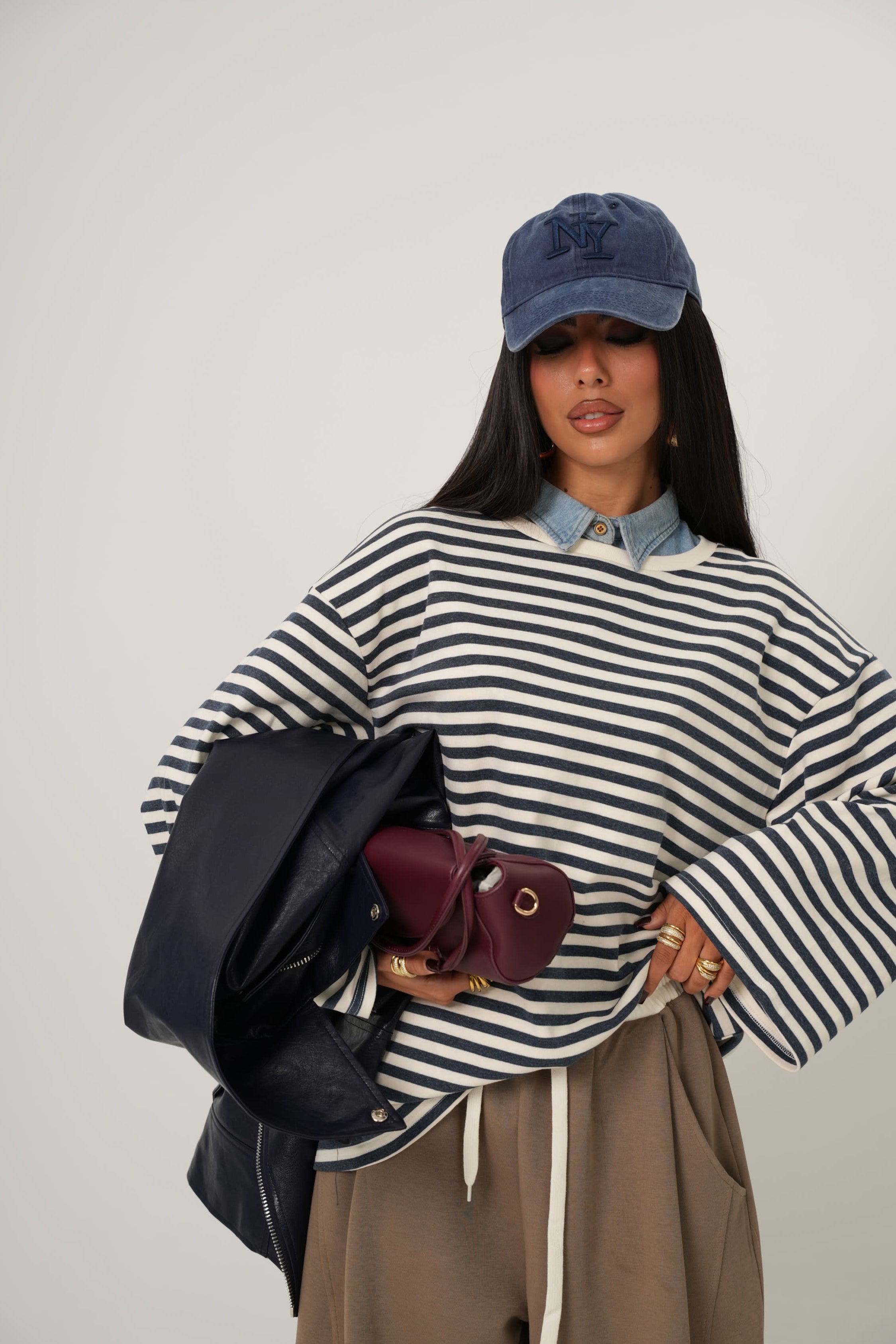 Maglia righe Eluna bianca/blu