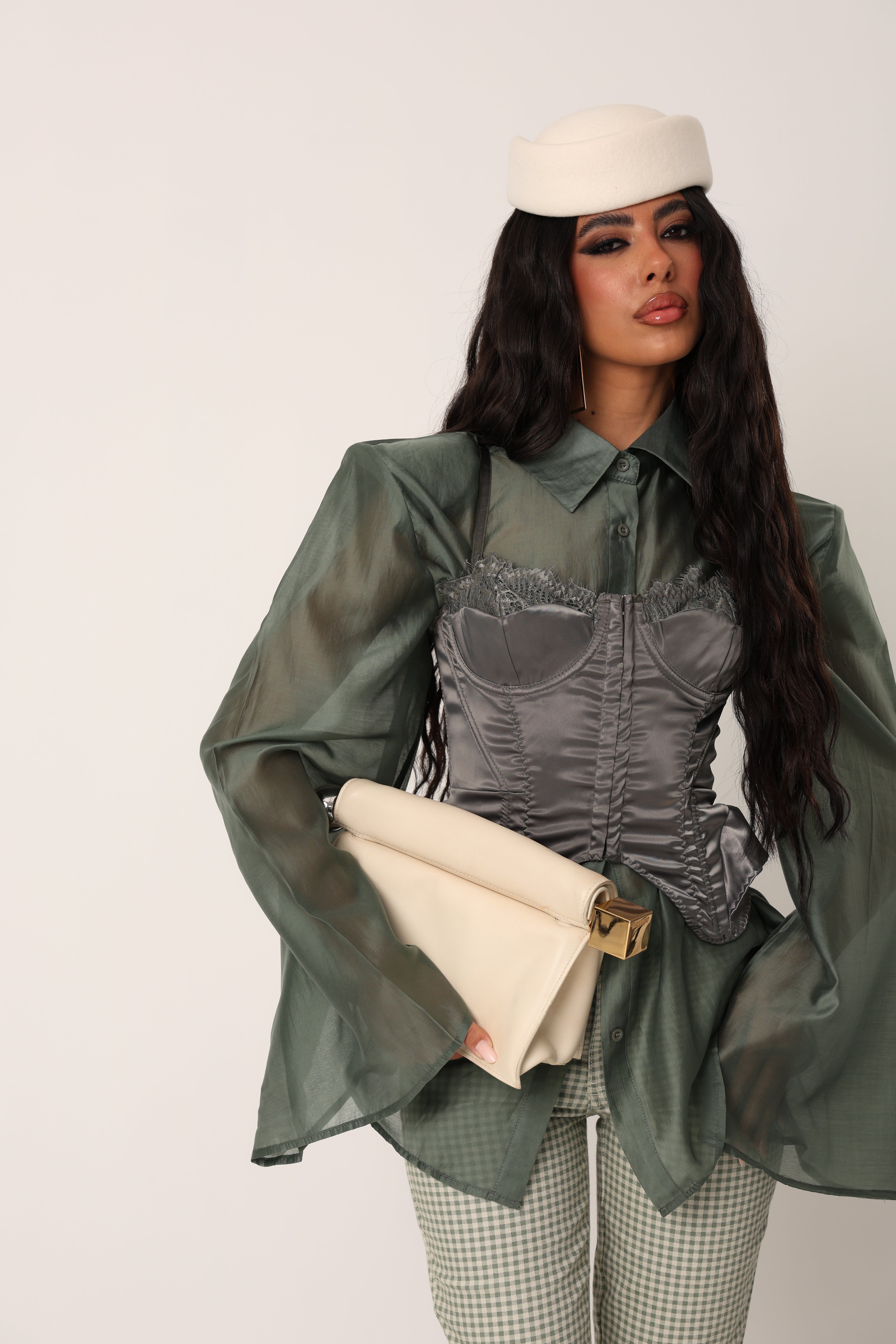 CORSETTO EFFETTO RASO BUFFY VERDE MILITARE
