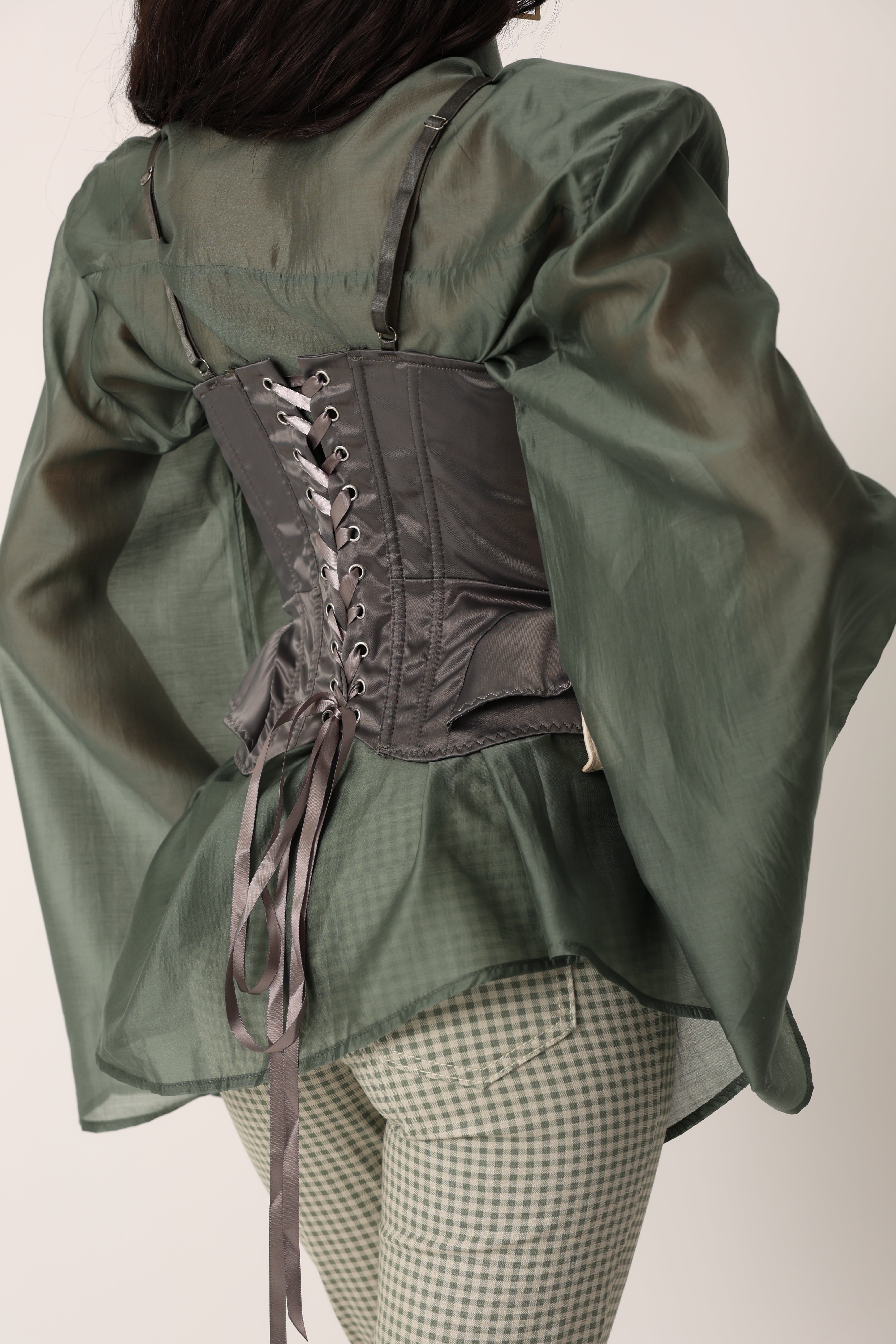 CORSETTO EFFETTO RASO BUFFY VERDE MILITARE
