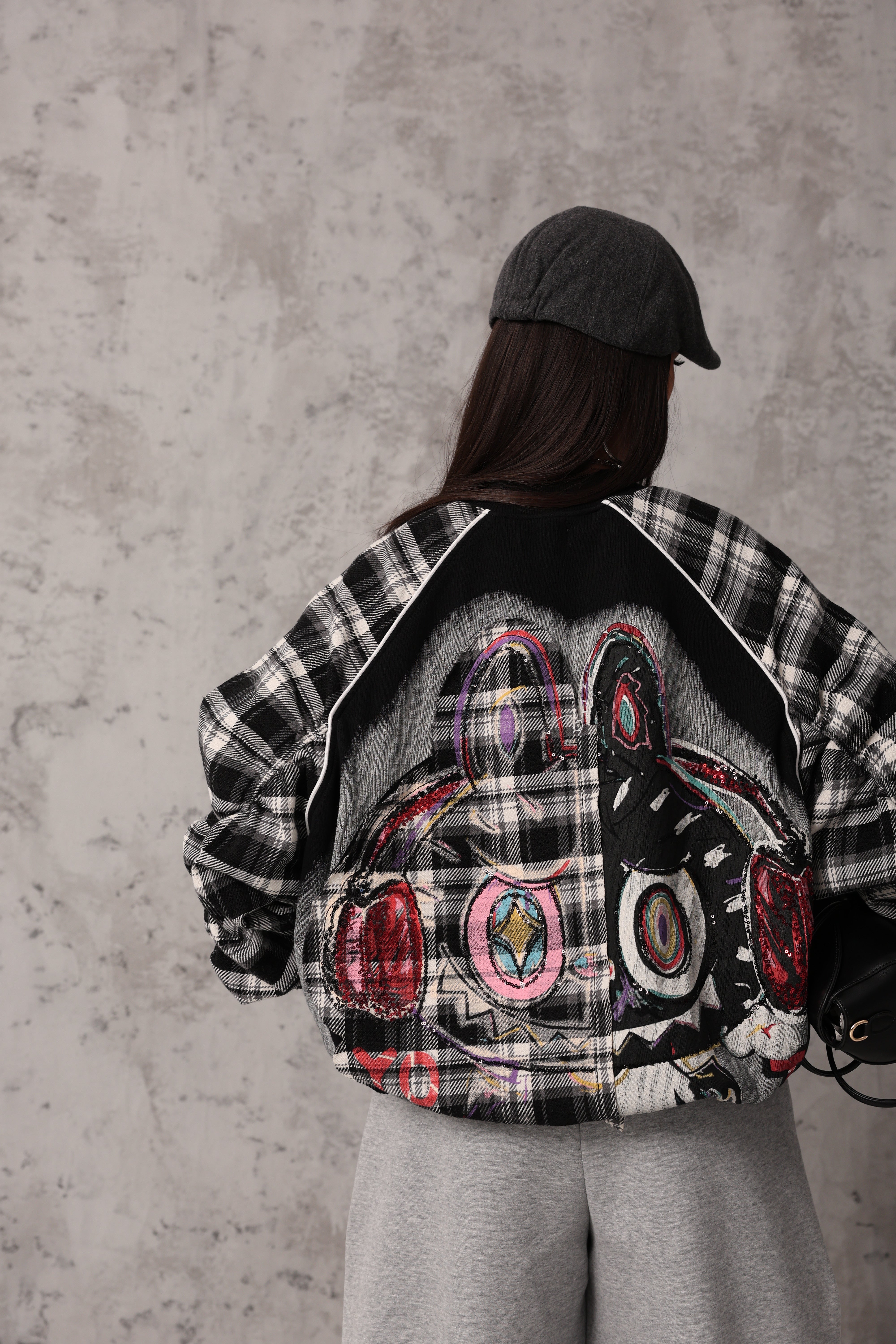 BOMBER TARTAN LABUBU NERO