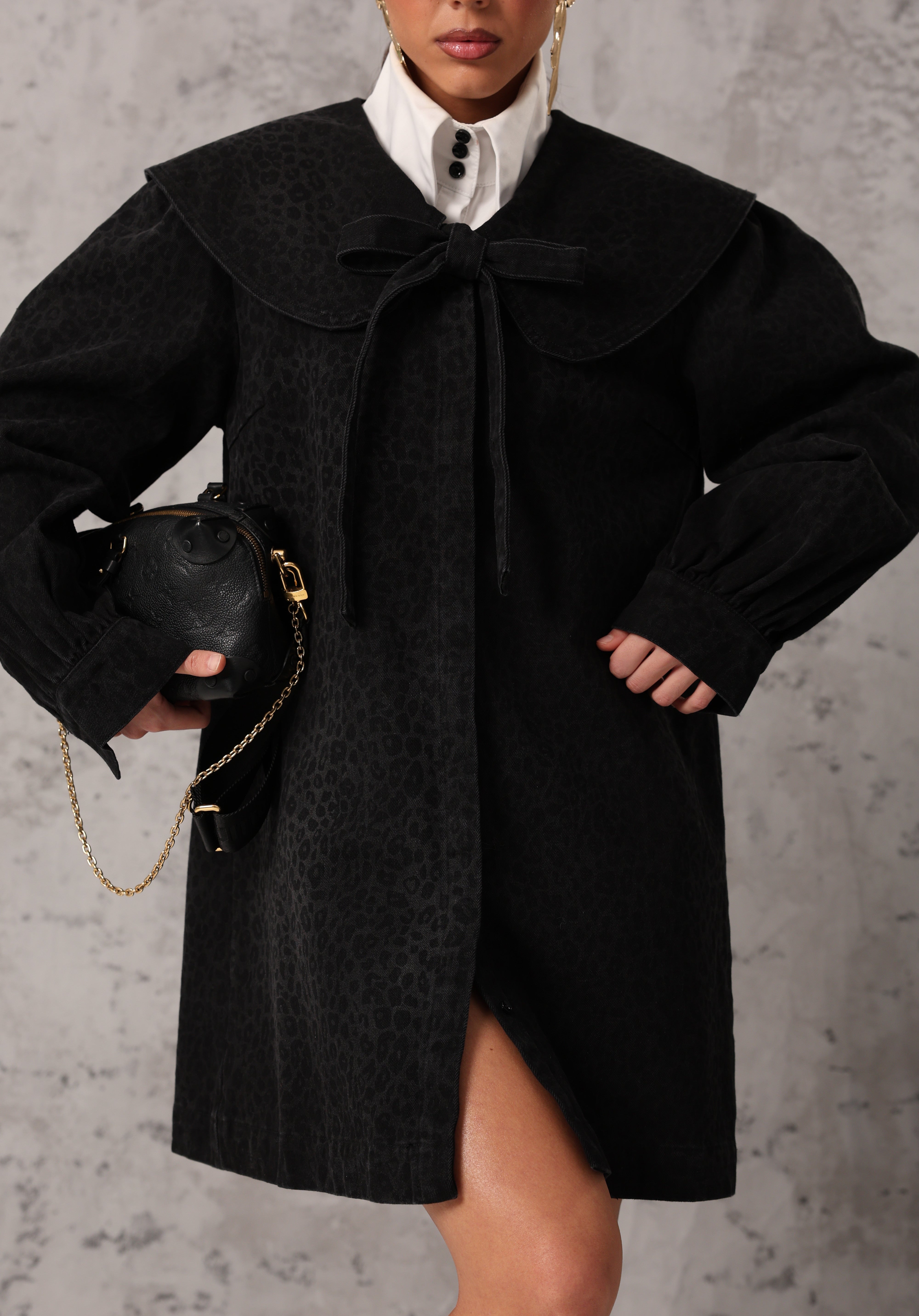 VESTITO LEOPARDATO NILA DENIM NERO