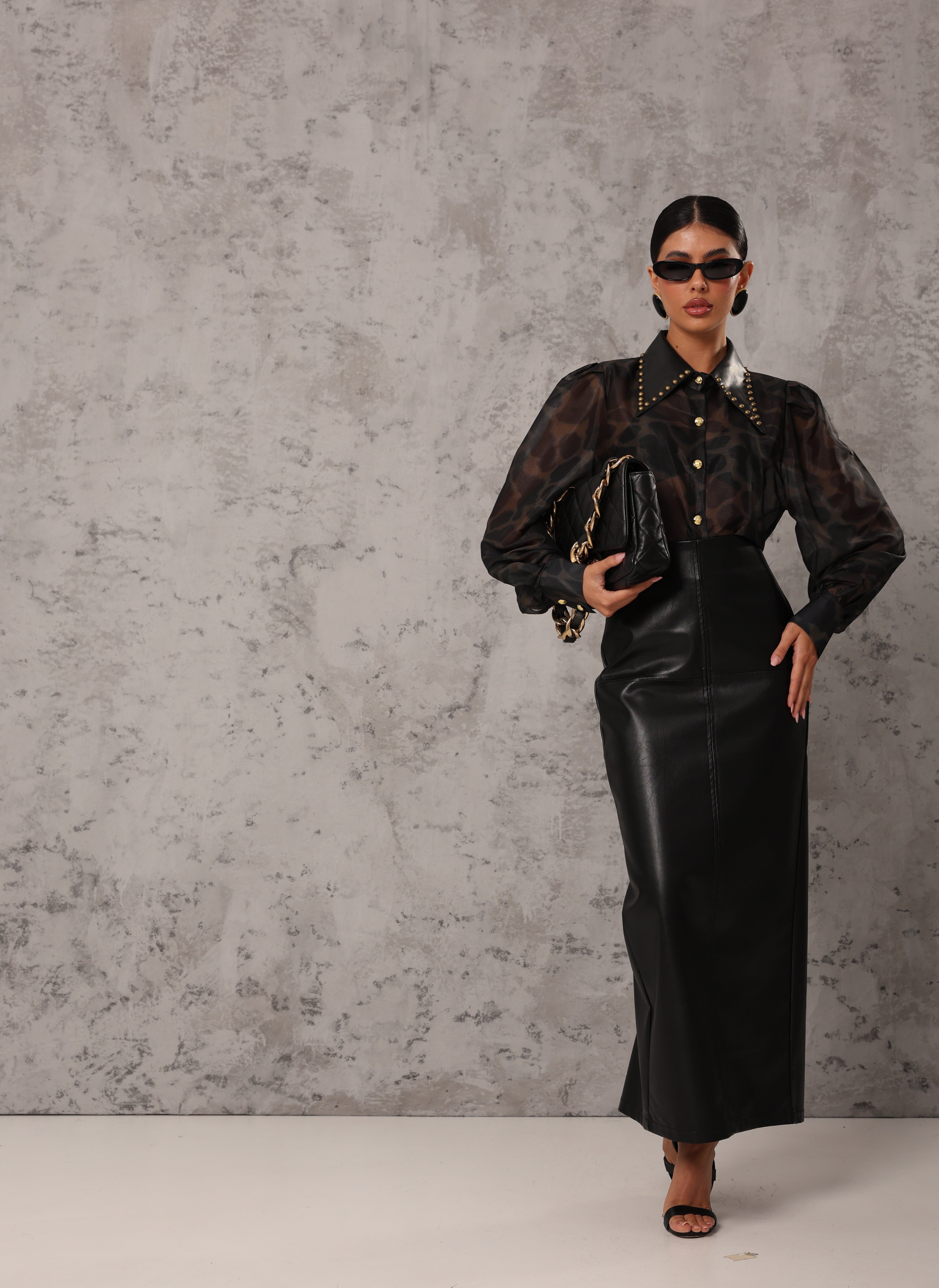 LONGUETTE OFELIA ECOPELLE NERA