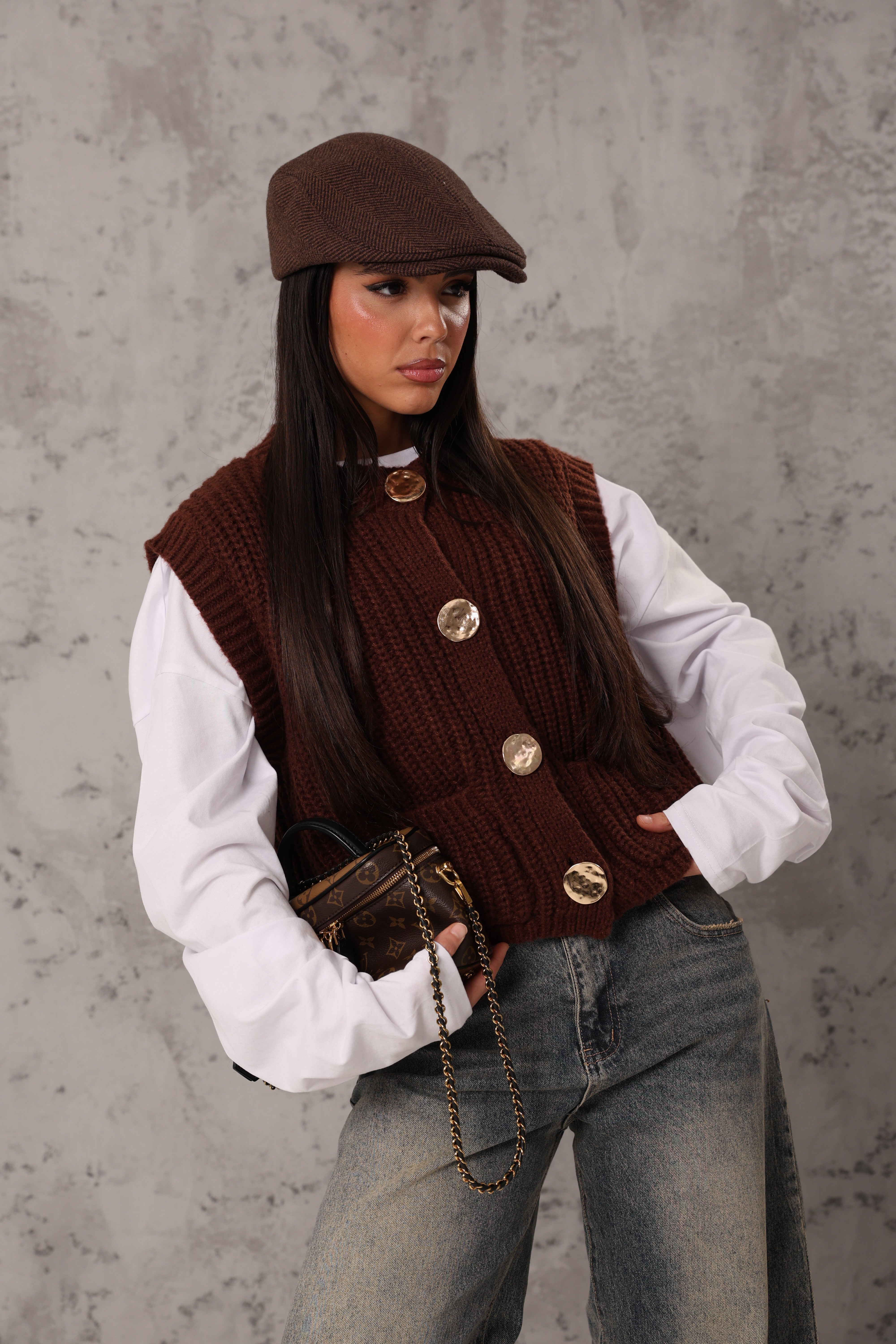 GILET EVELYN MARRONE