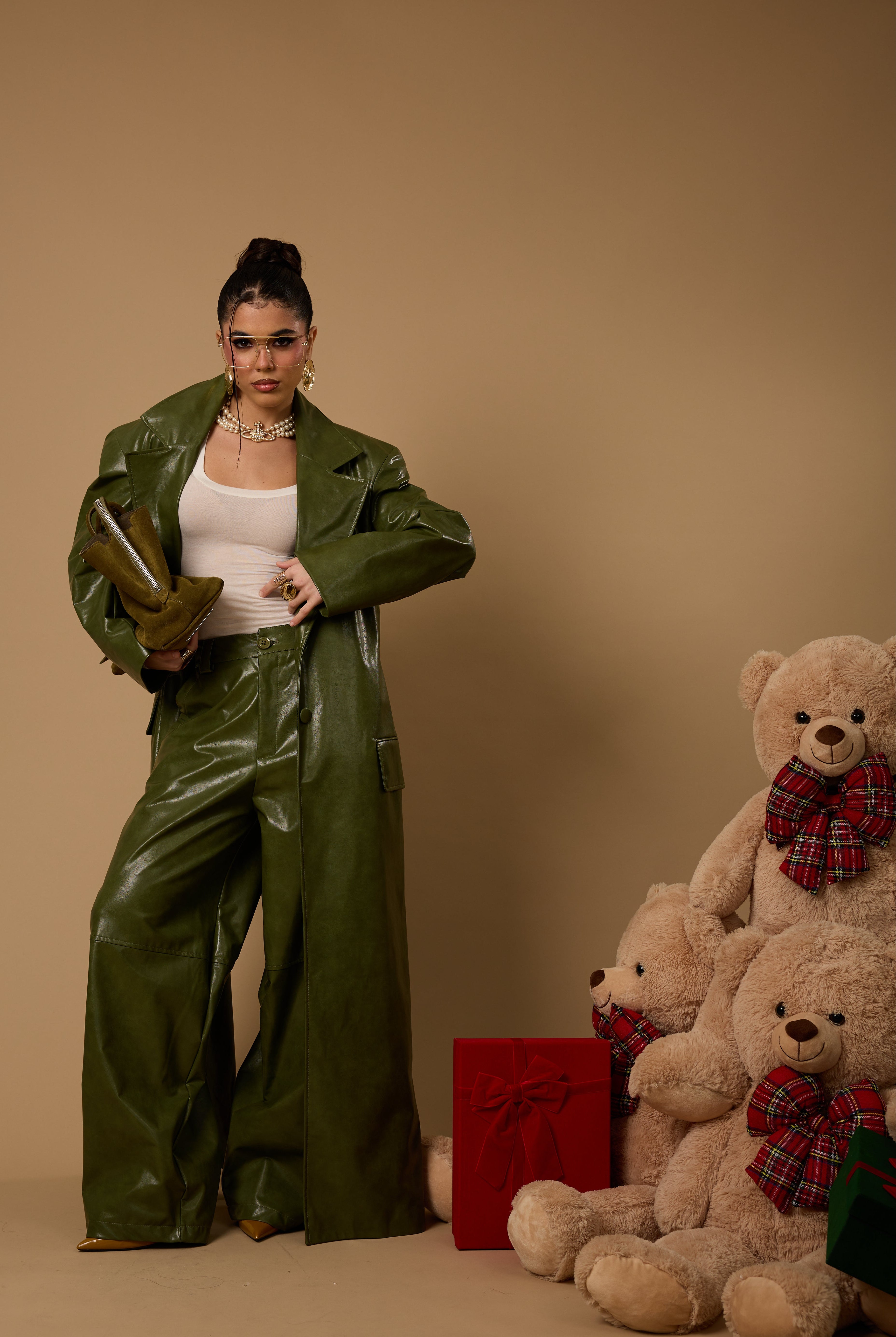 PANTALONI ECOPELLE VISCHIO VERDI BY MARZIA MANGO