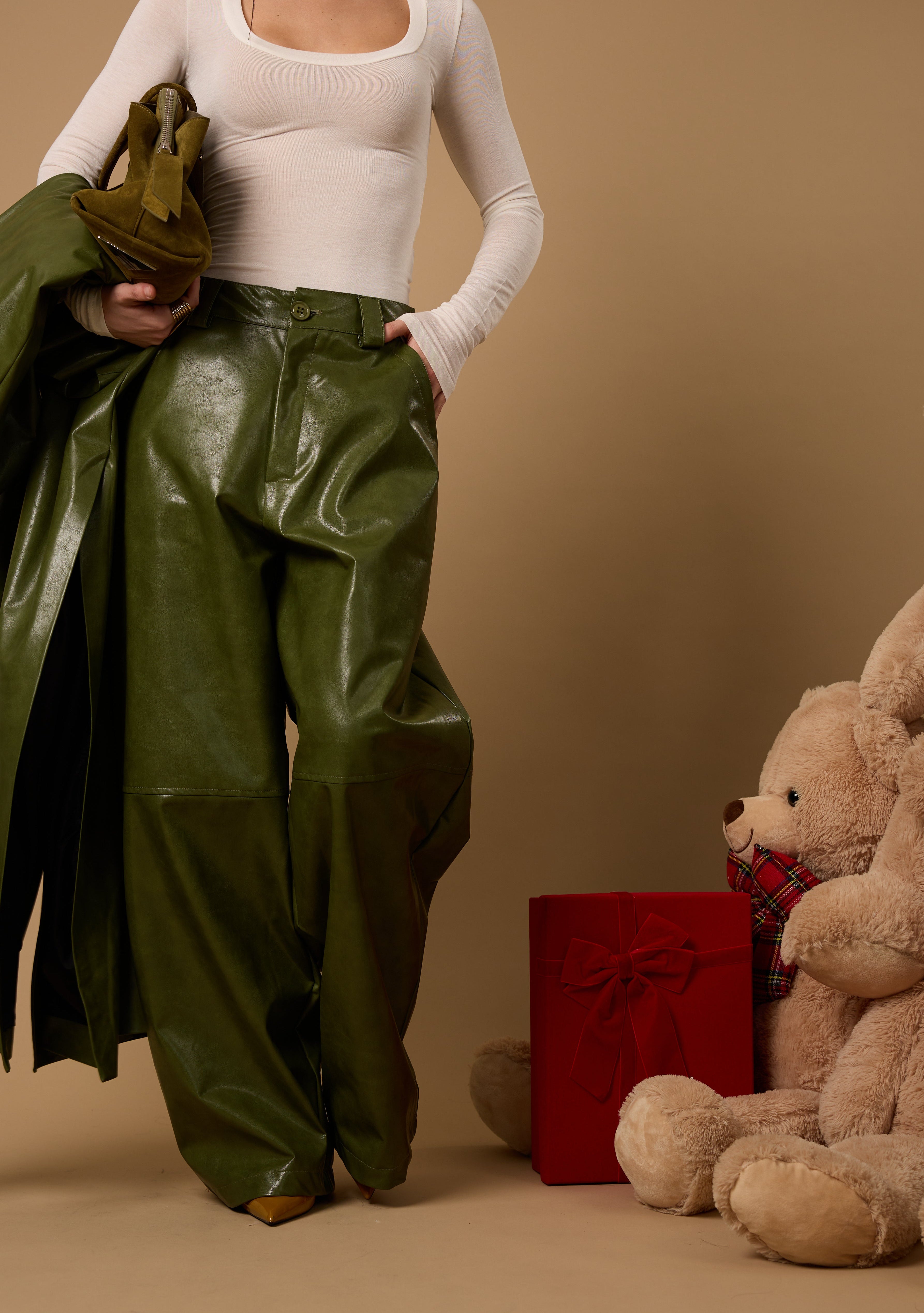 PANTALONI ECOPELLE VISCHIO VERDI BY MARZIA MANGO