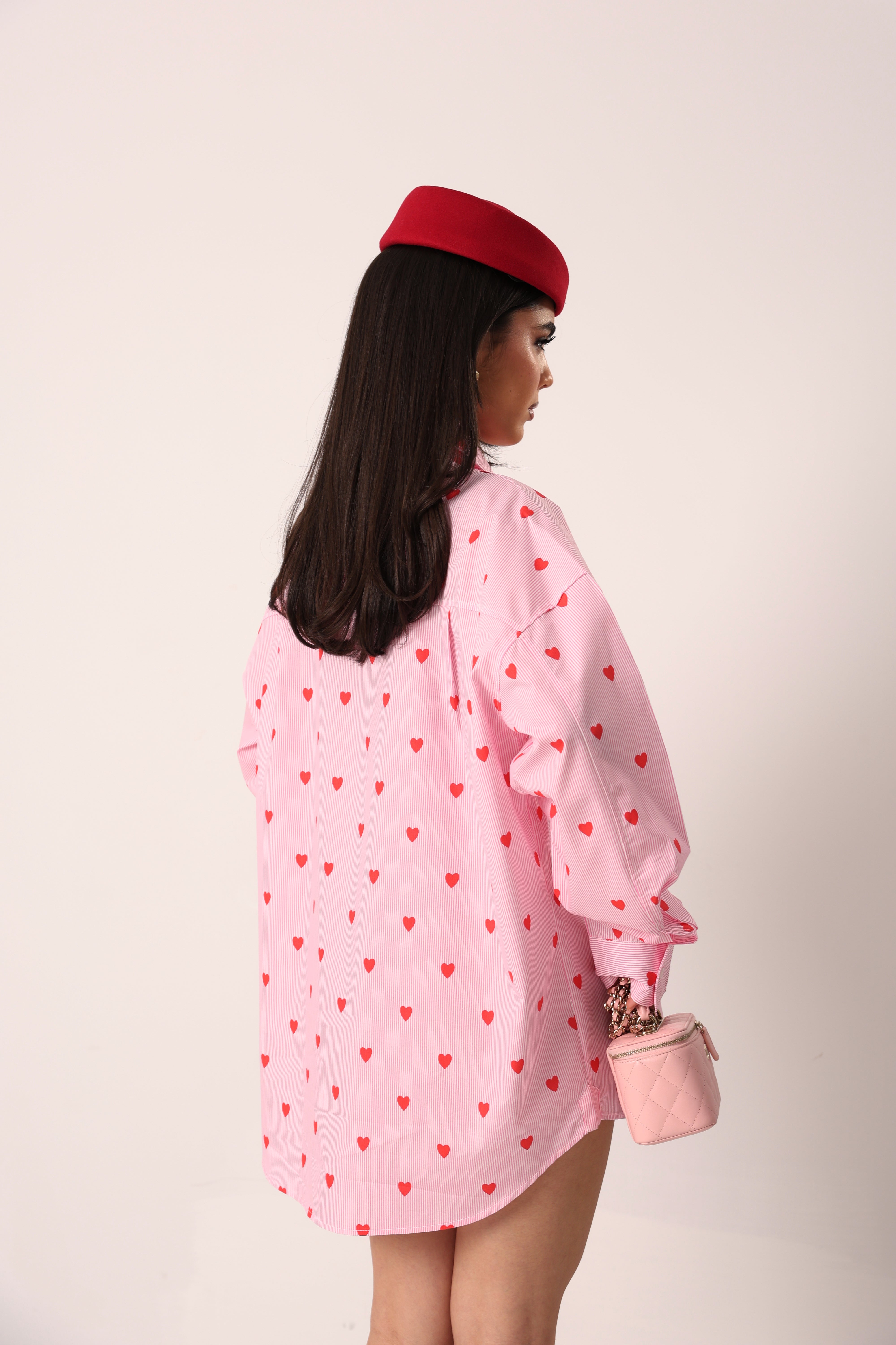 CAMICIA RIGHE VALENTINE'S DAY ROSA/ROSSA