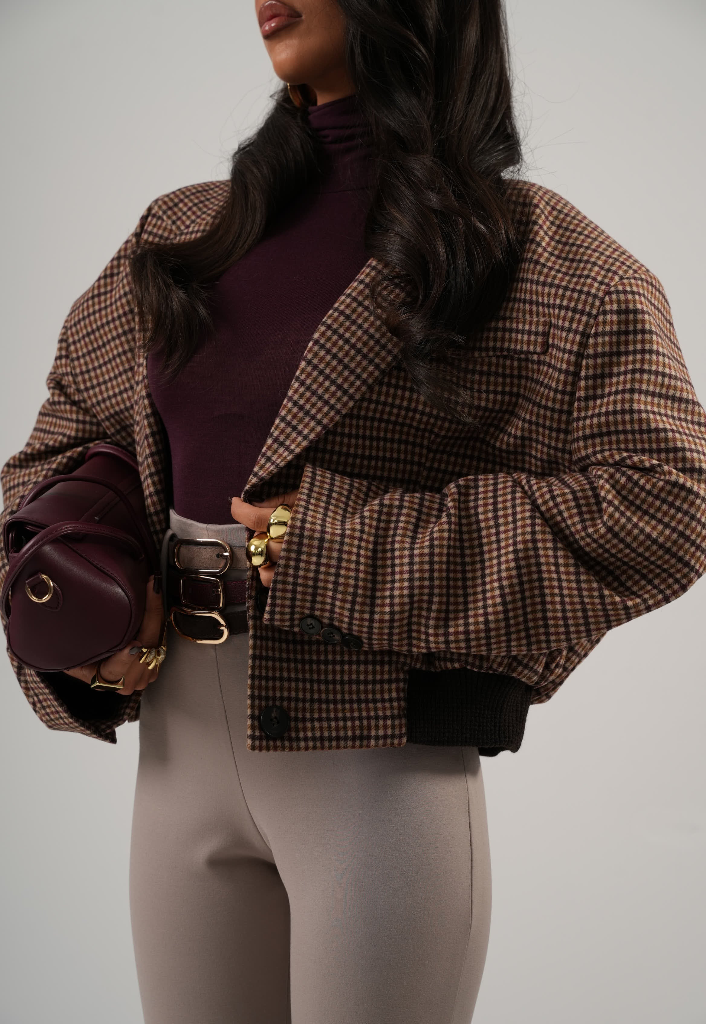 BOMBER PIED DE POULE JOIS BEIGE BY LUMINA