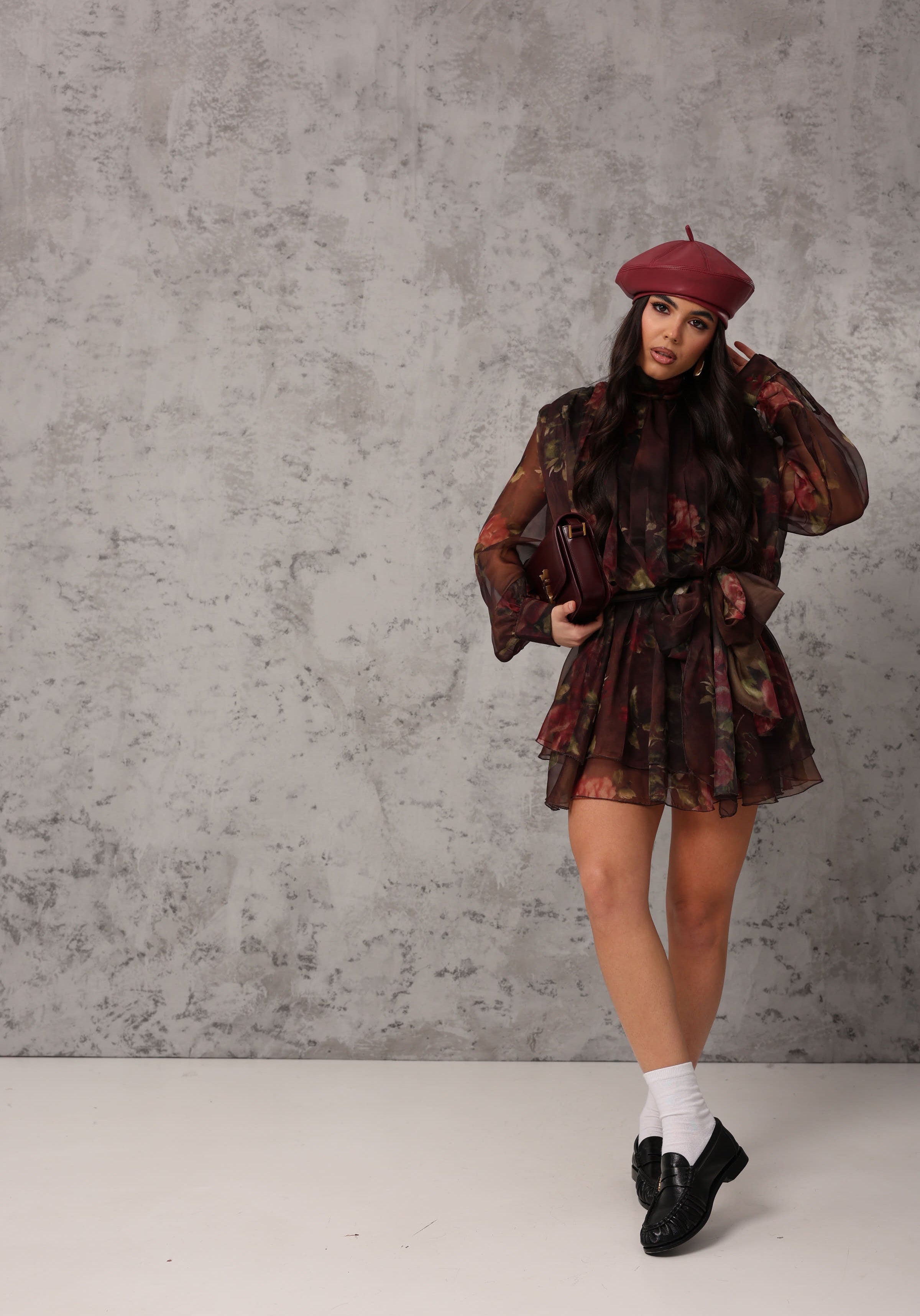 VESTITO FIORATO ESTER MARRONE BY LUMINA