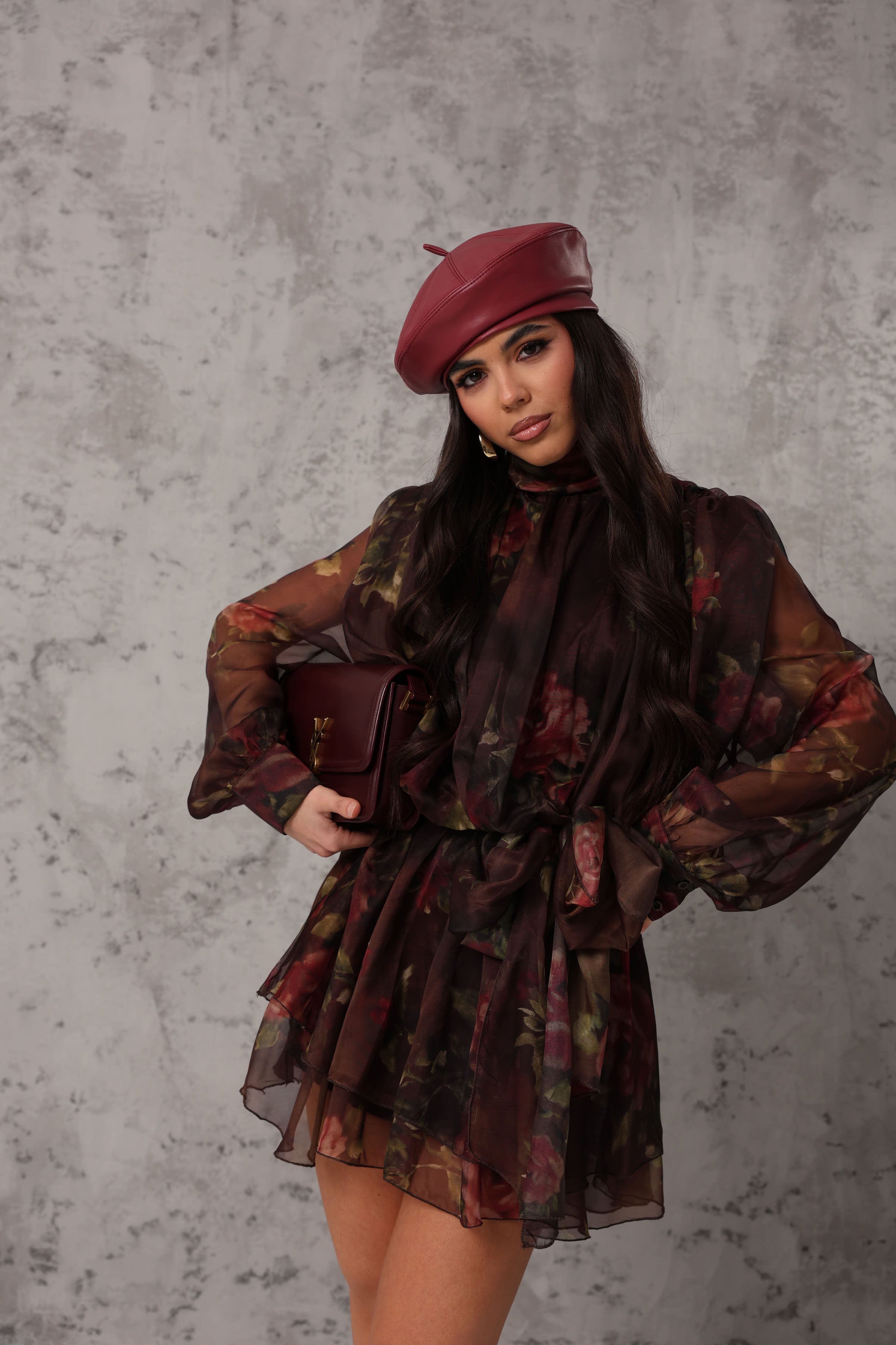 VESTITO FIORATO ESTER MARRONE BY LUMINA